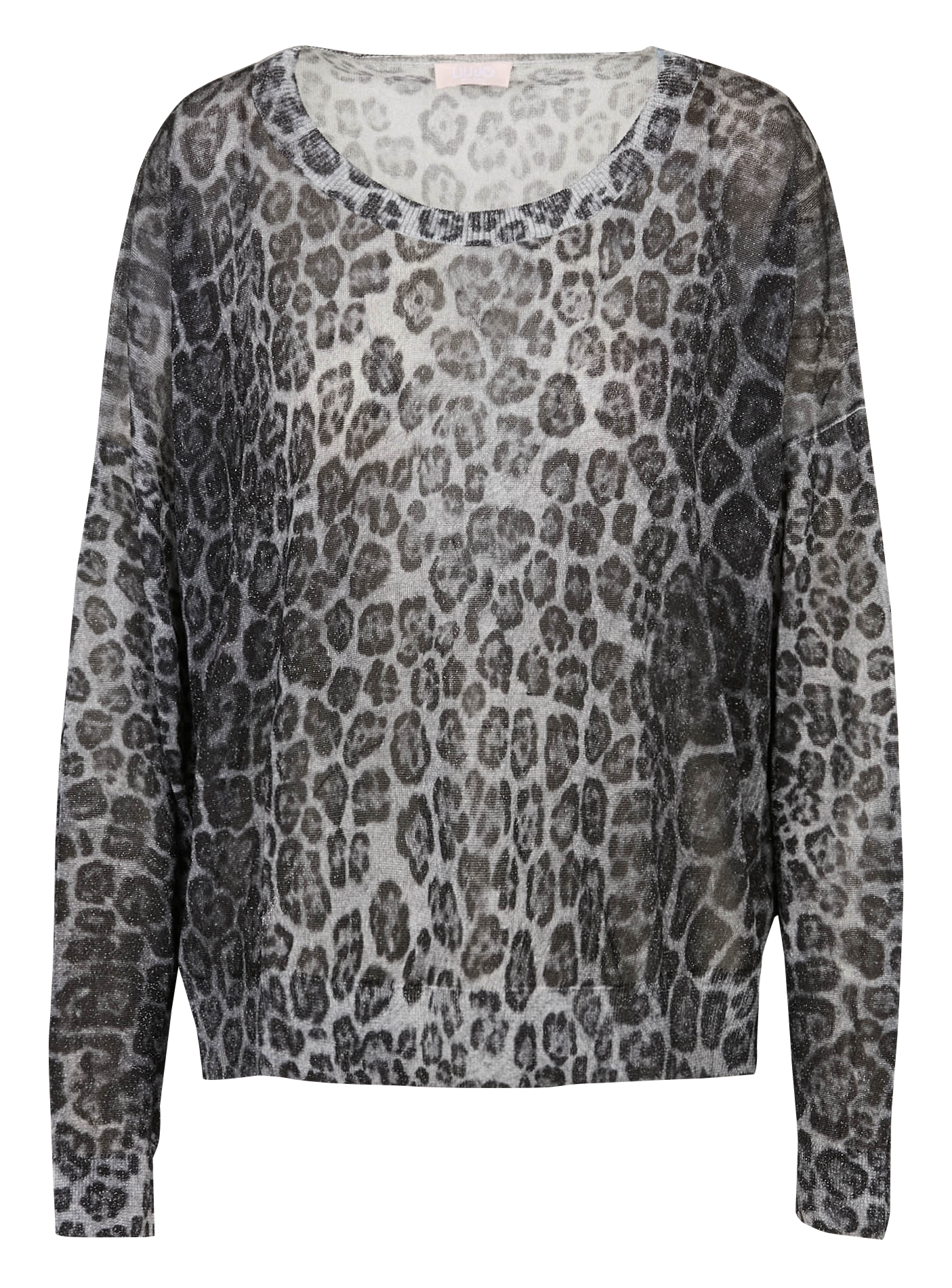 Glitzernder Feinstrickpullover mit Leopardenmuster LIU JO Grau