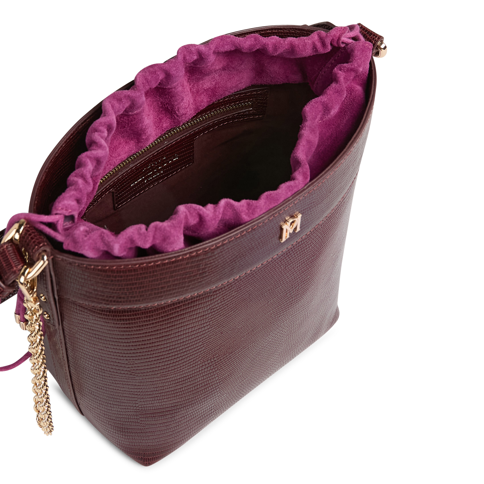 Plain leather bucket bag PETITE MENDIGOTE Purple