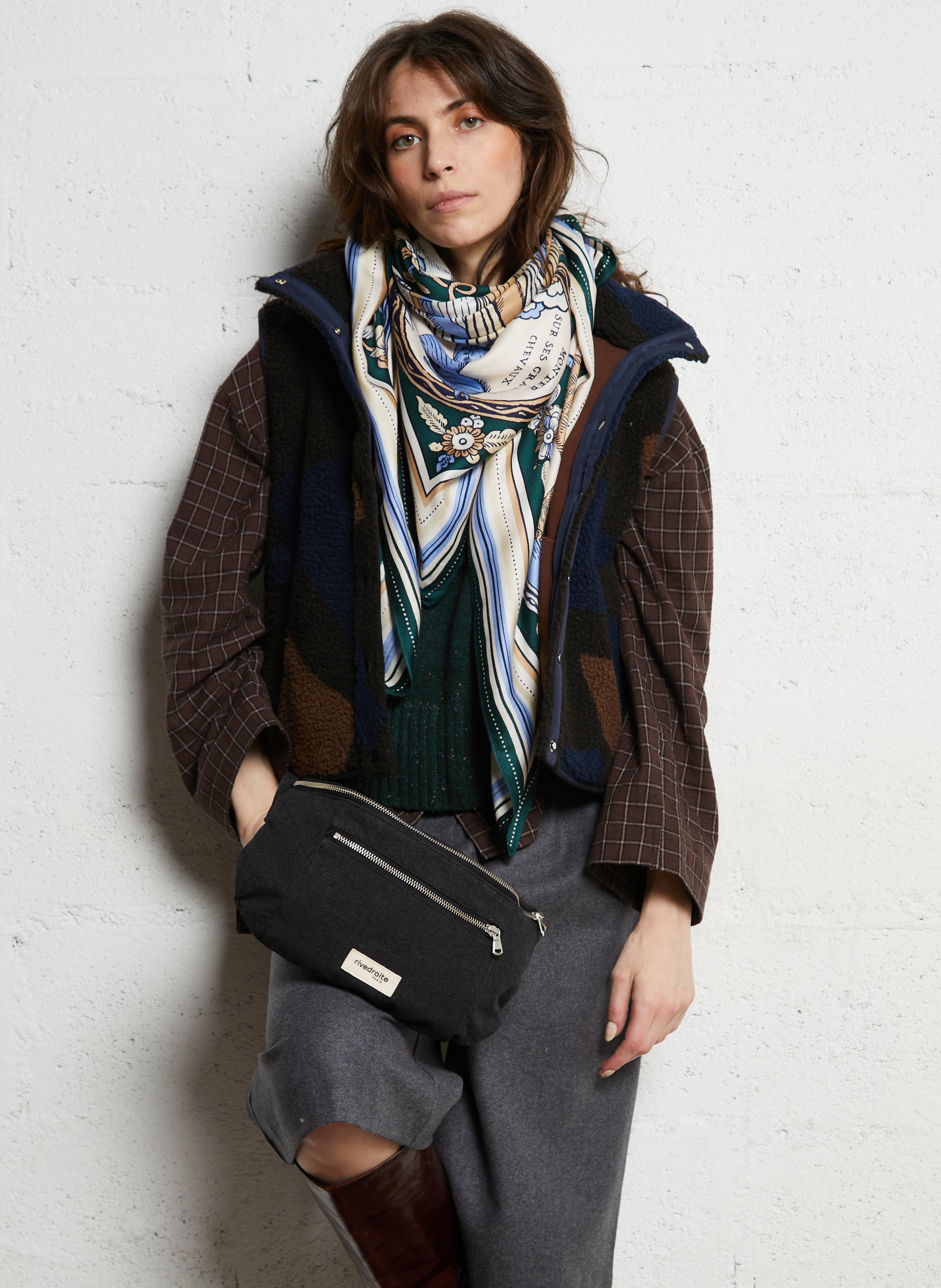 Solid zippered recycled cotton fanny pack RIVEDROITE PARIS Black