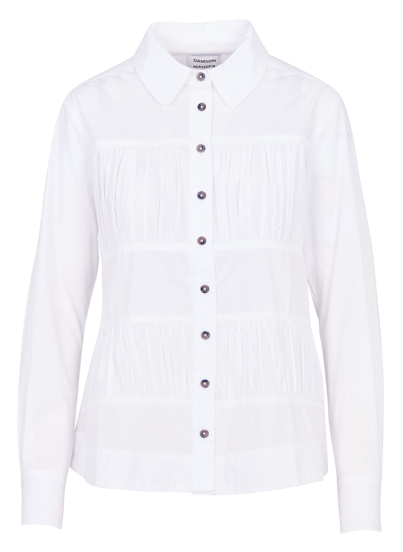 Chemise droite unie à fronces Blanc