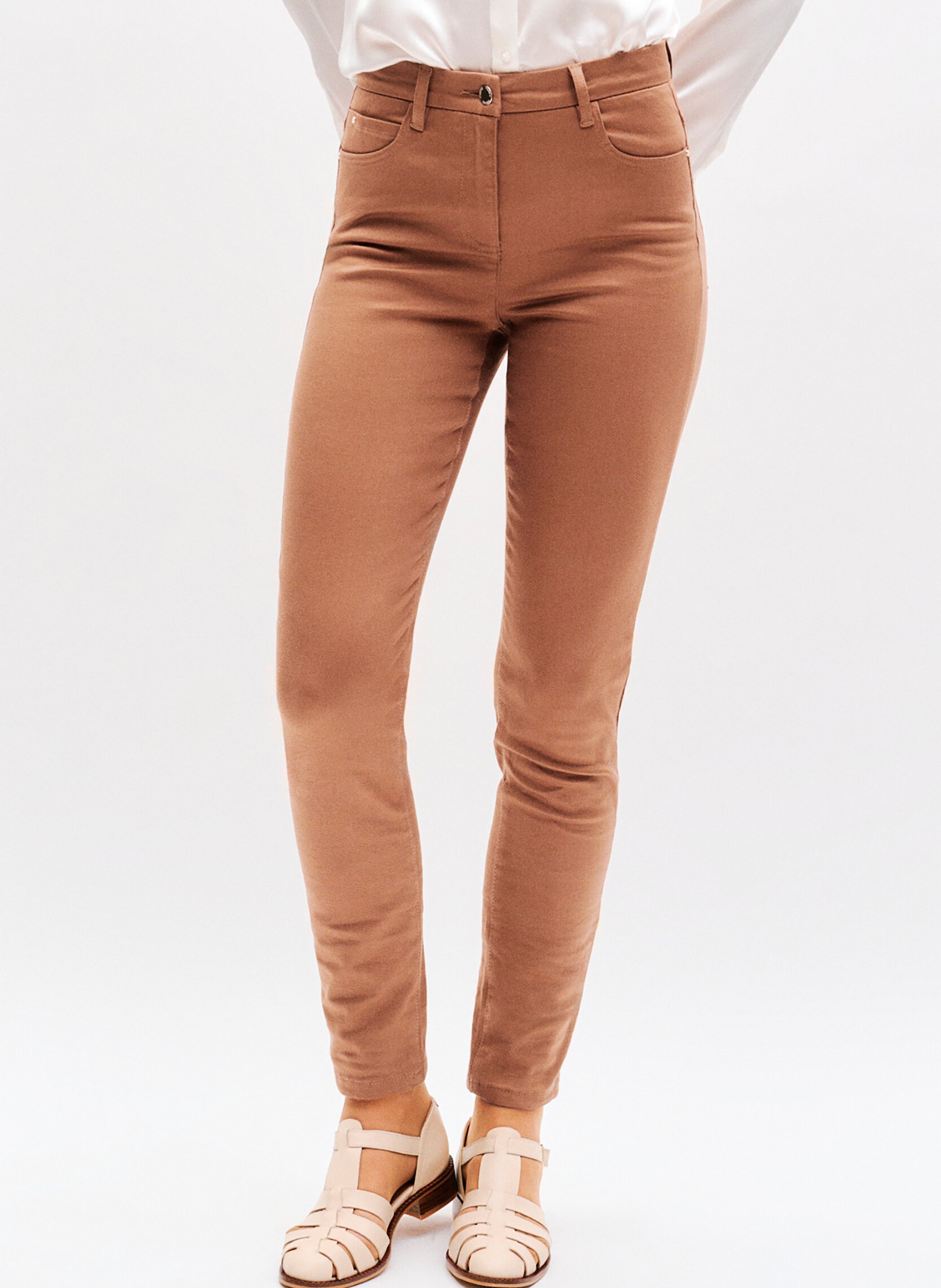 Slim-fit cotton-blend pants CAROLL Brown