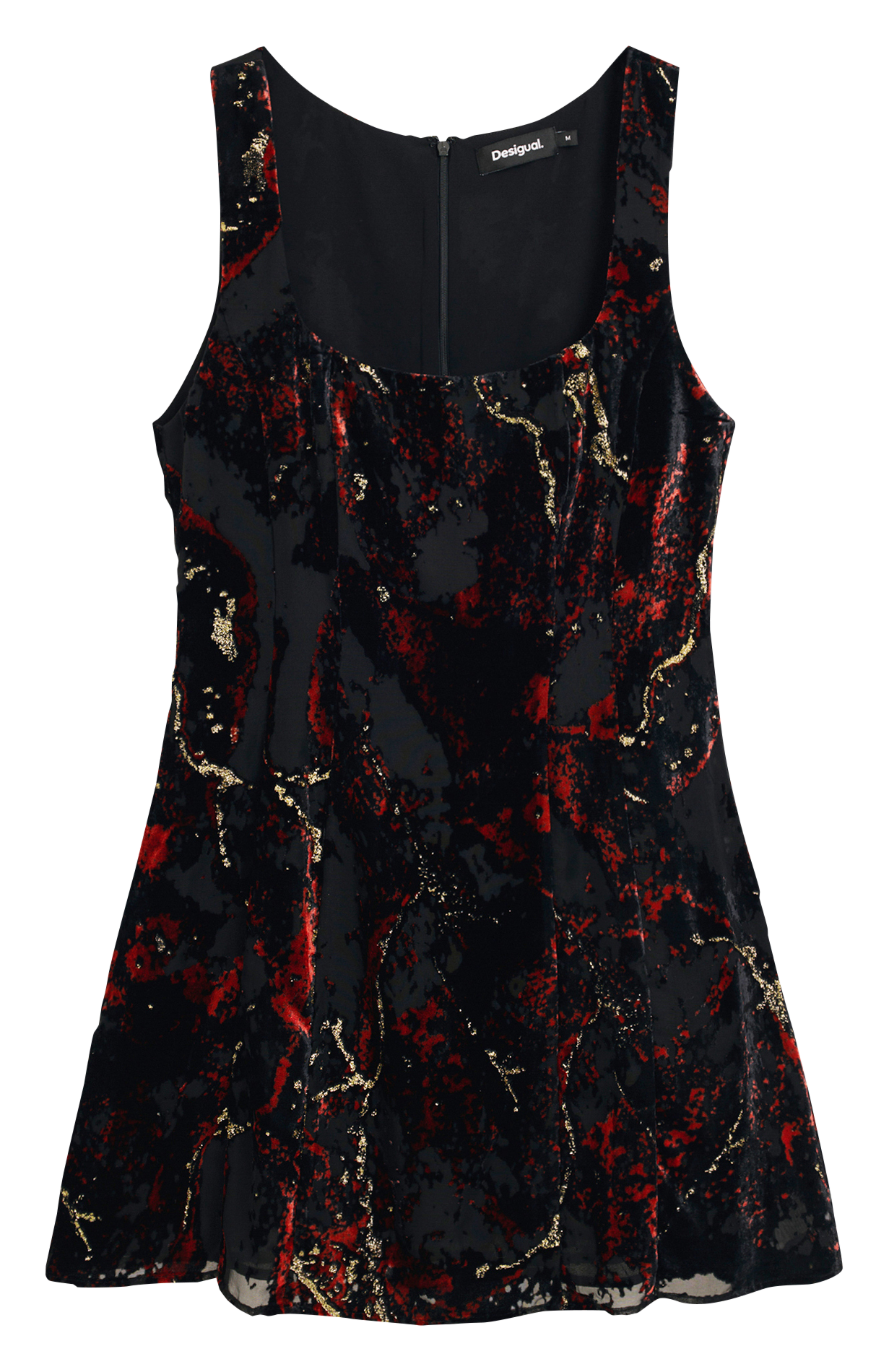 Robe courte col carré imprimée DESIGUAL Noir