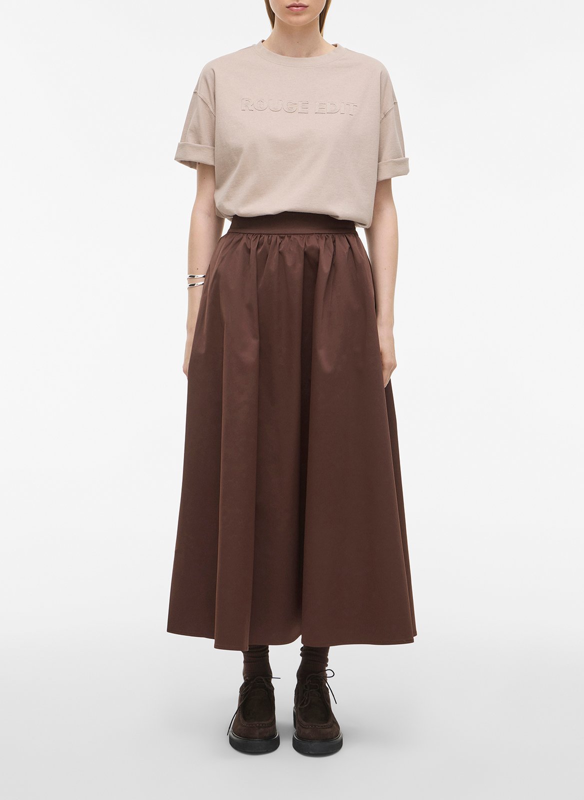 Oversized round neck organic cotton t-shirt ROUGE EDIT Grey