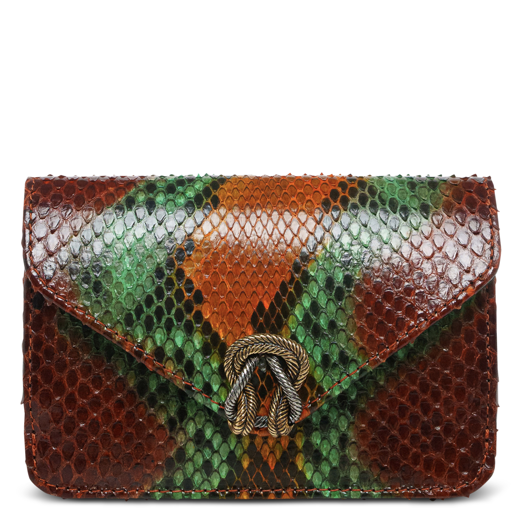 Portefeuille en cuir python mélangé CLARIS VIROT Marron