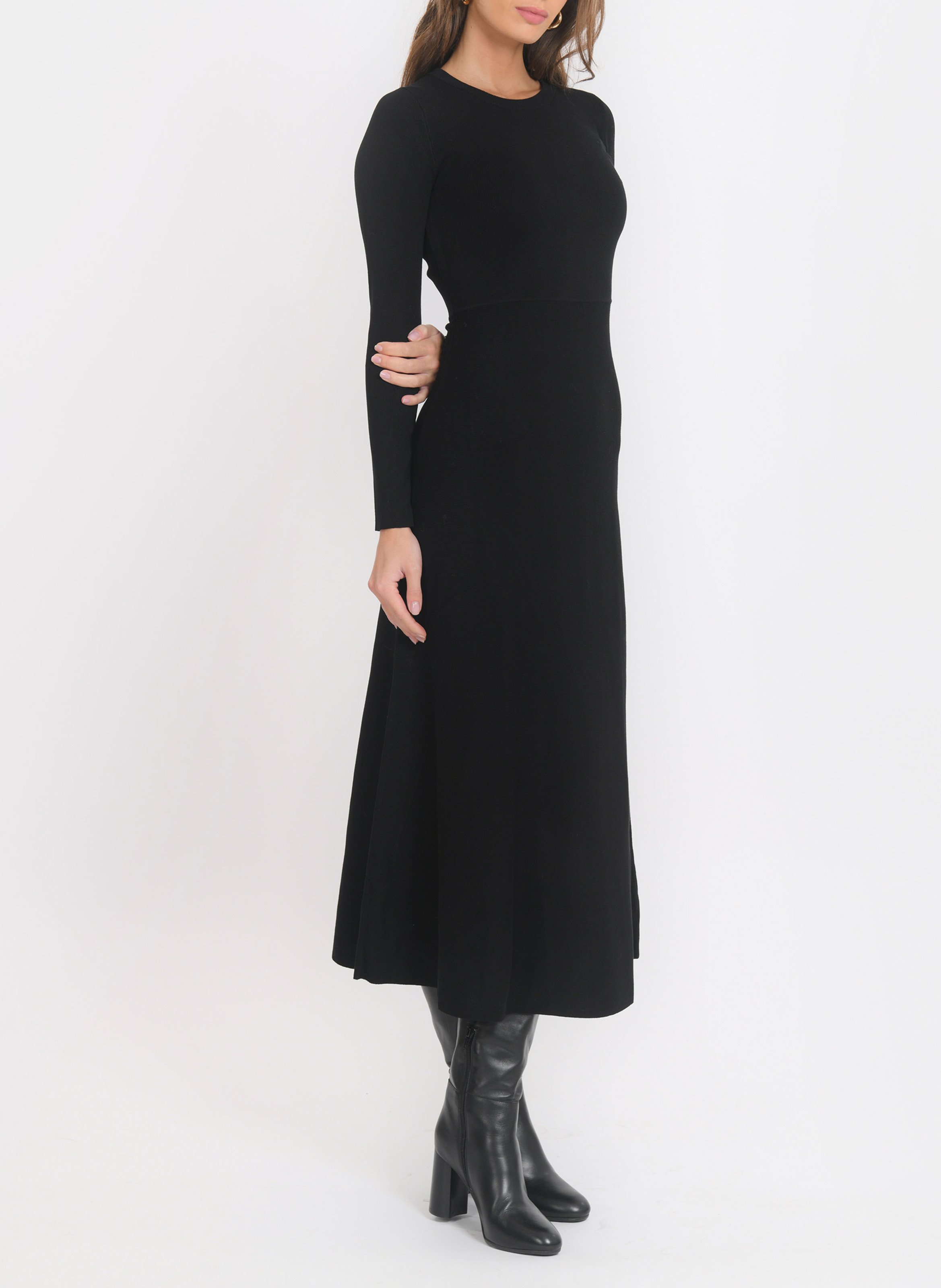 Robe pull longue col V KOOKAI Noir