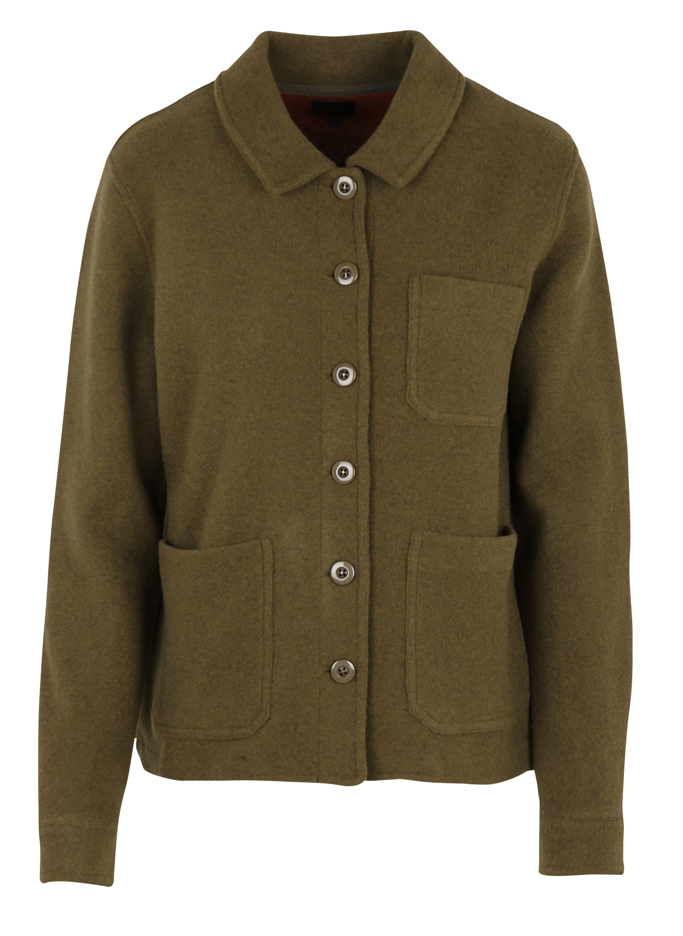 Cardigan droit col classique en maille BENSIMON Kaki