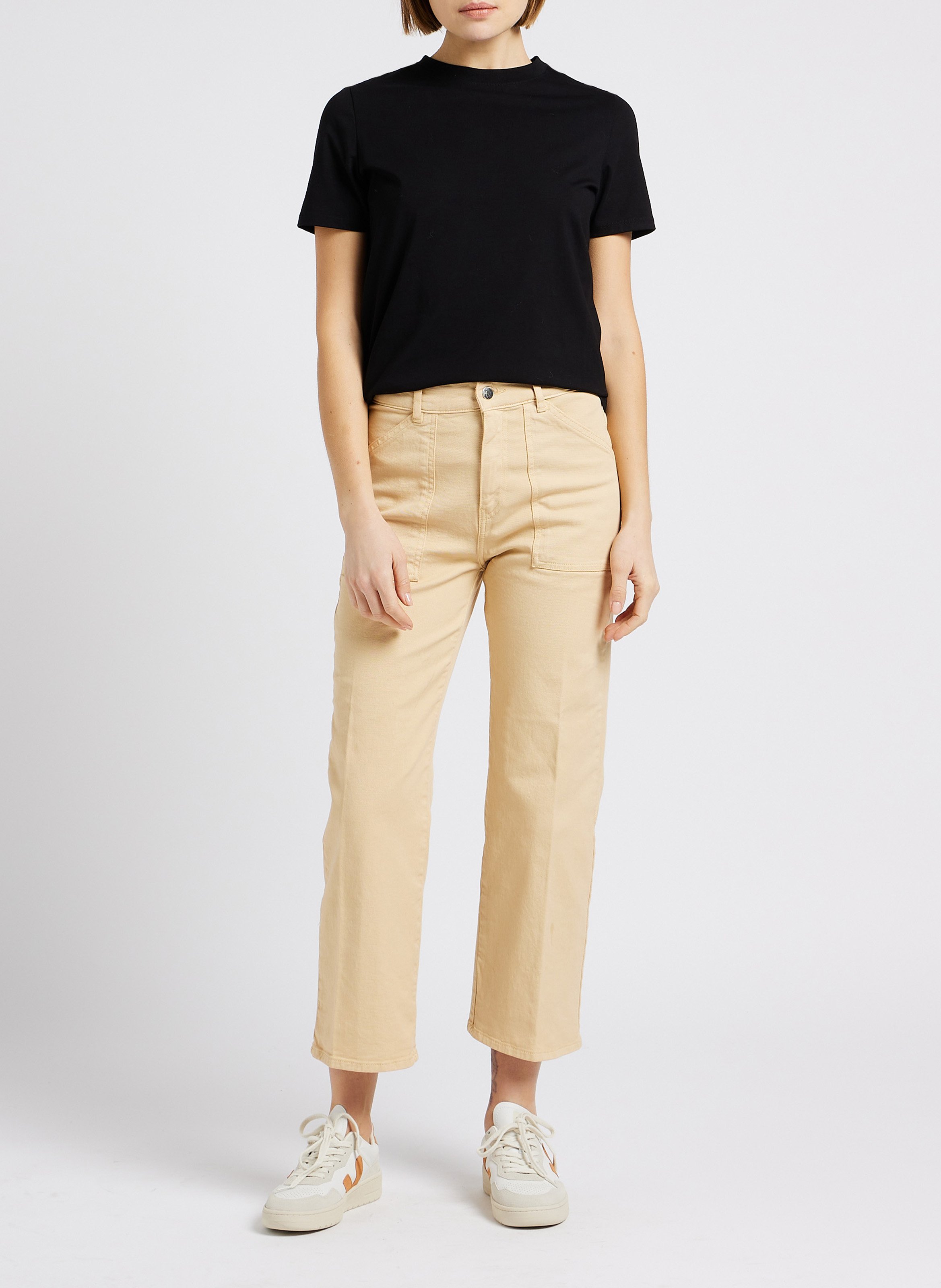 Straight cotton-blend round-neck T-shirt MAISON 123 Black