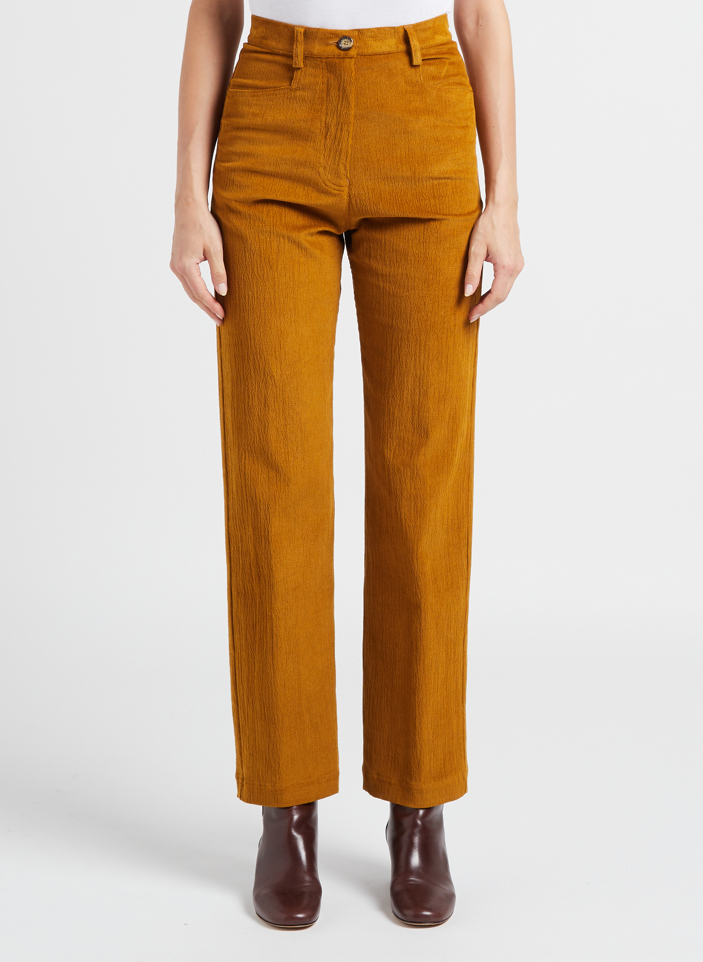 Pinstripe cotton-blend straight pants MOMONI Beige