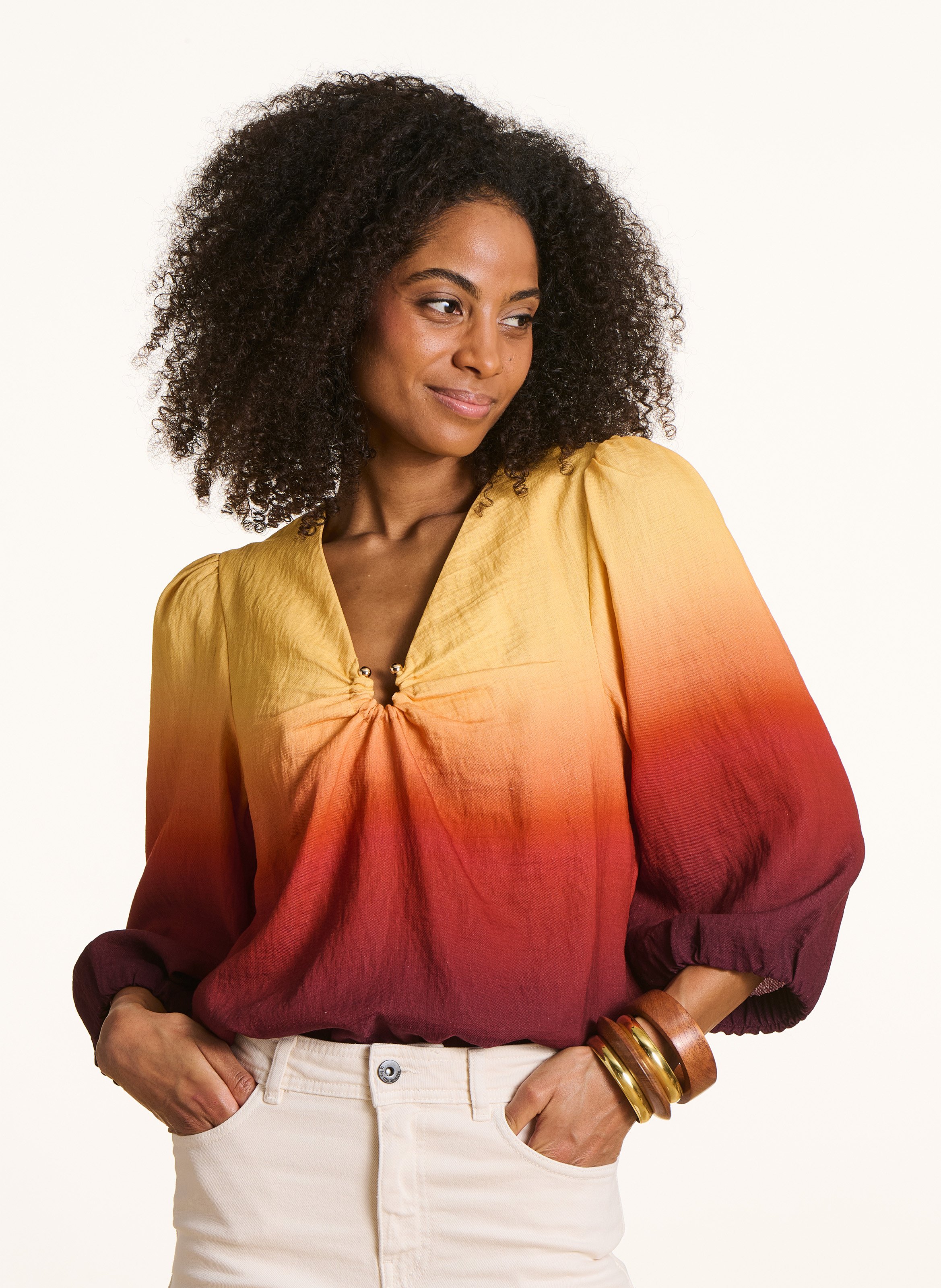 Oversize V-Ausschnitt Top LA FEE MARABOUTEE Mehrfarbig