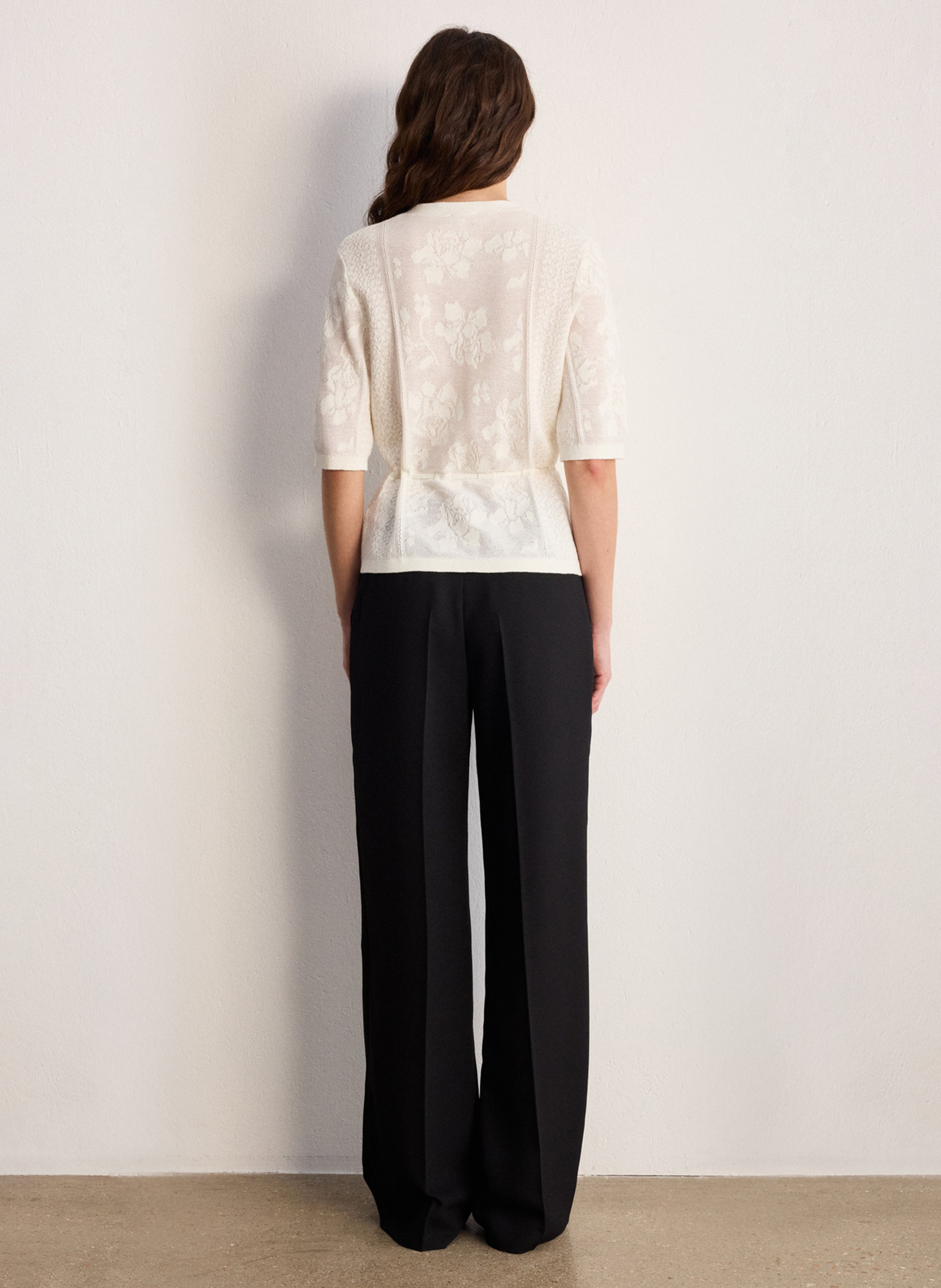 Gilet droit col V en coton mélangé PABLO Beige