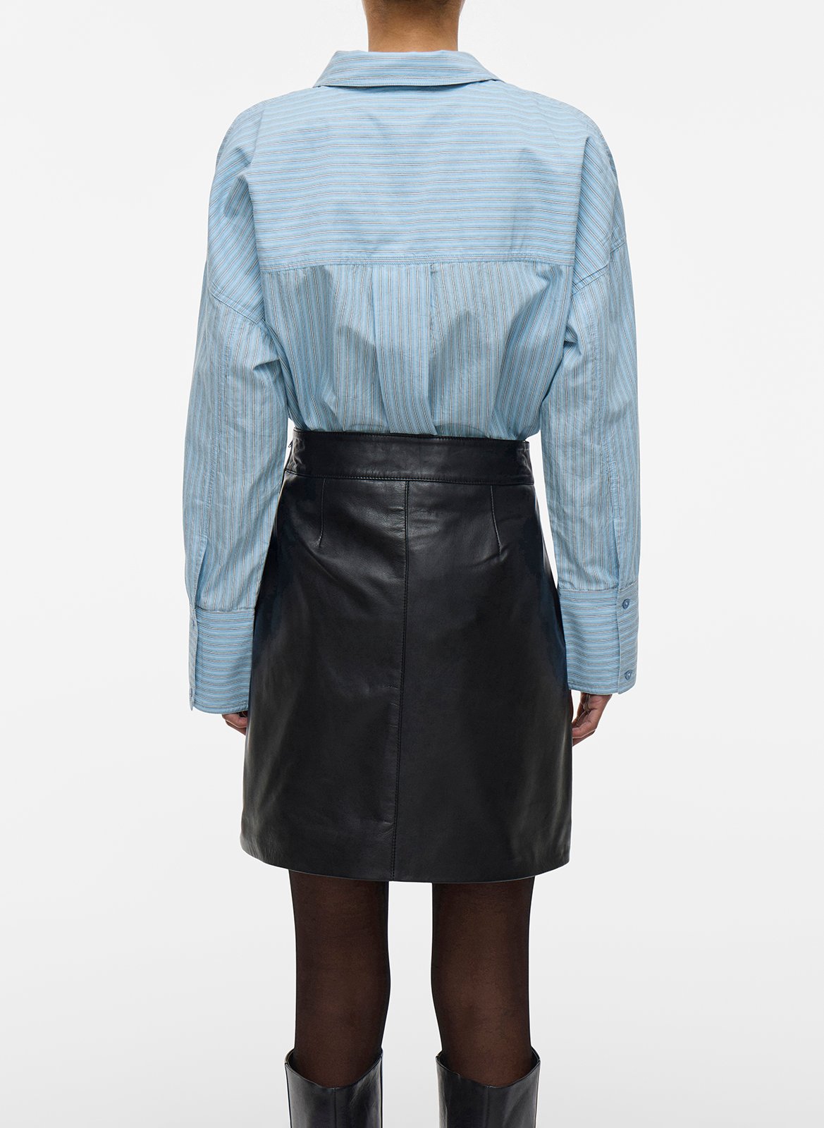 Chemise oversize col classique en coton bio rayé ROUGE EDIT Bleu