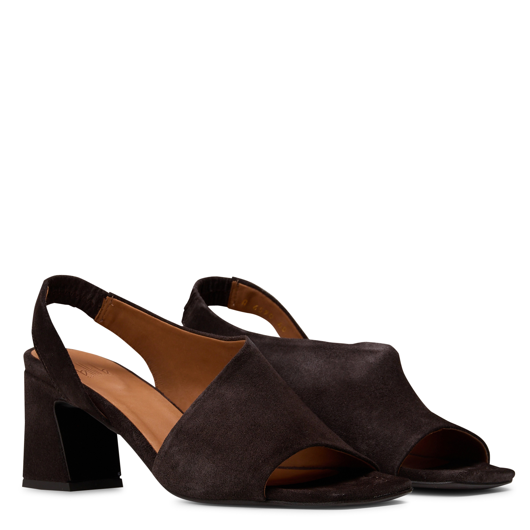 Sandales à talon en cuir Marron