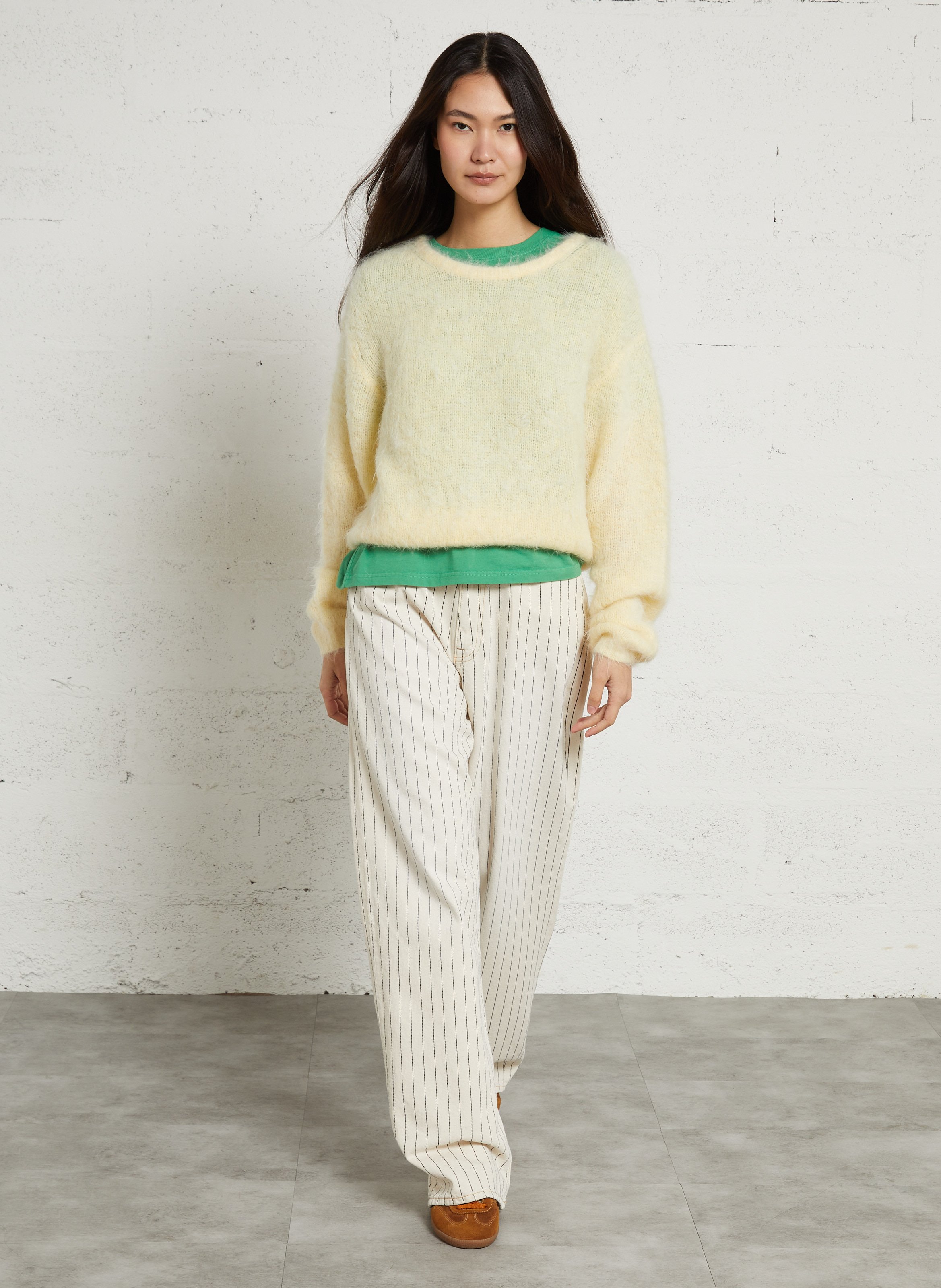 Oversized trui met ronde hals, wolblend AMERICAN VINTAGE Geel