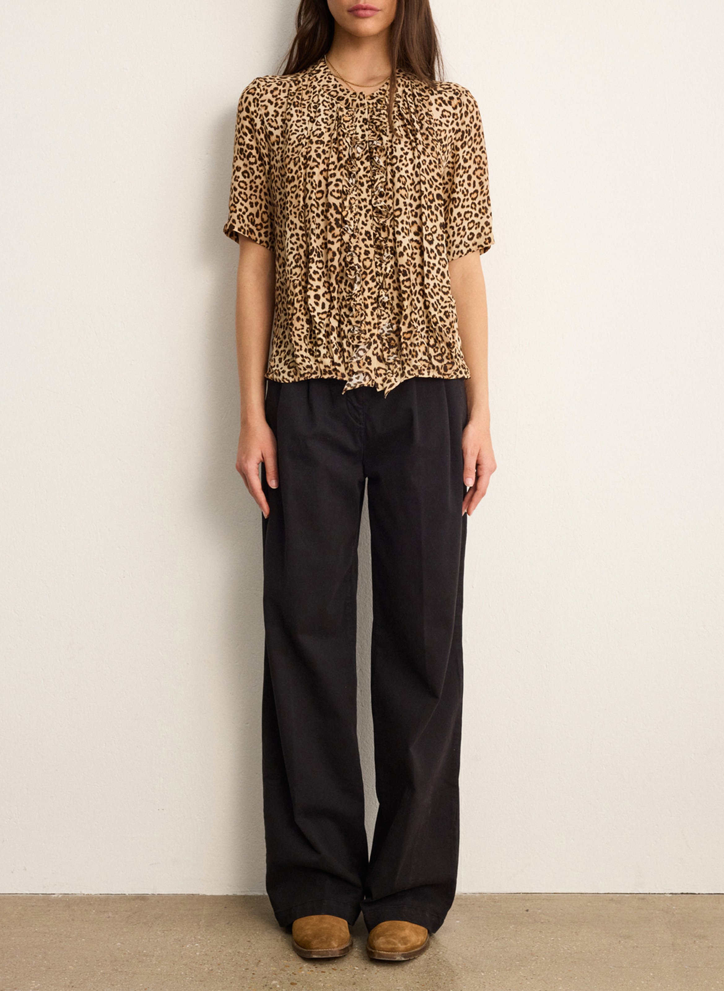 Printed straight top  PABLO Beige