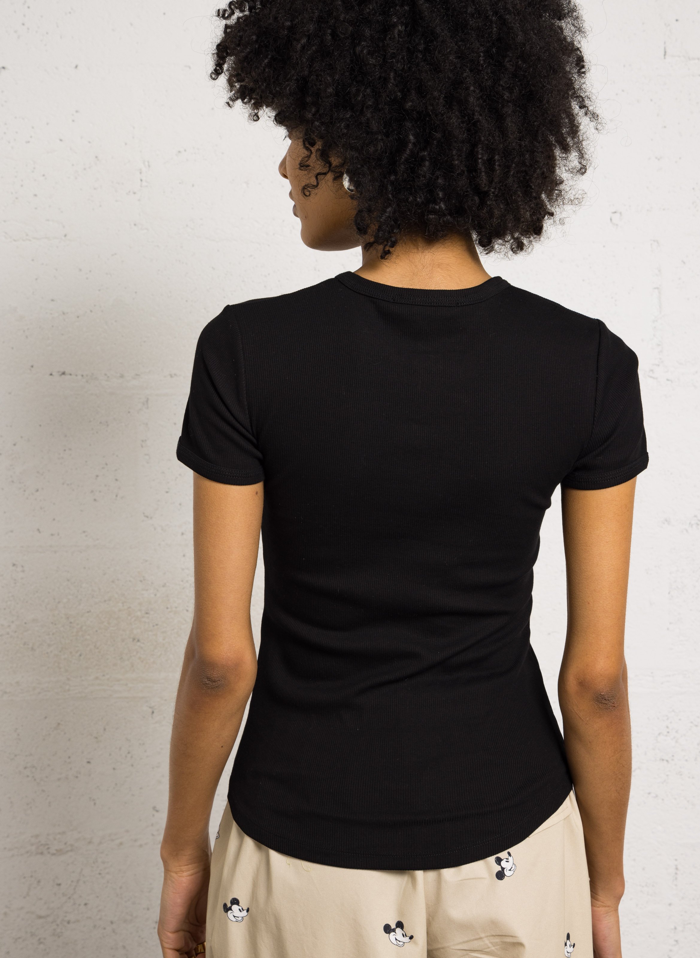 Slim-fit top met ronde hals | katoenblend BERENICE Zwart