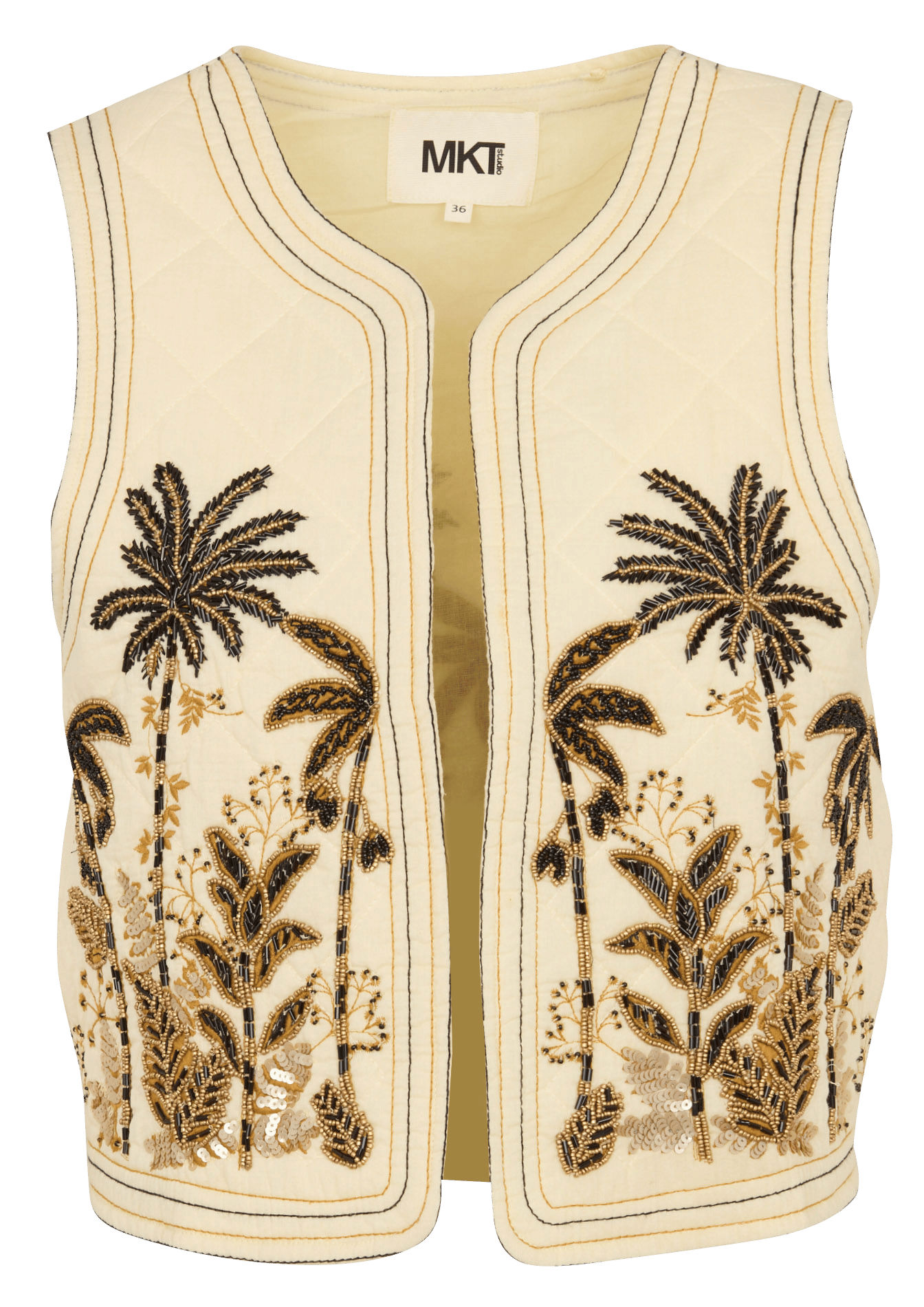 Katoenen vest met ronde hals MKT Beige