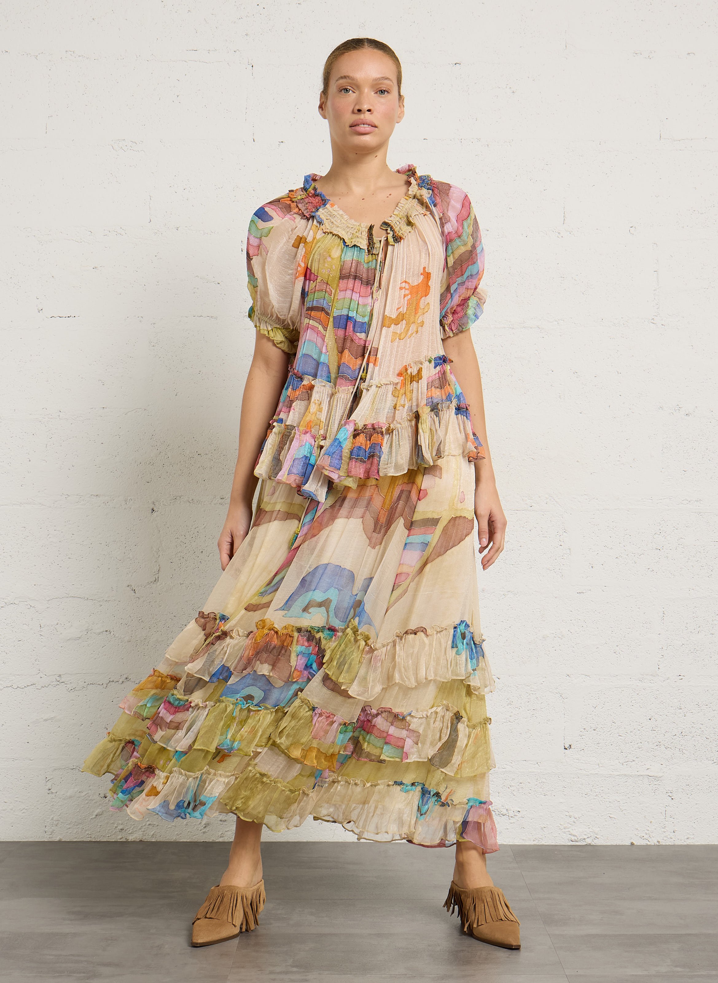 Lange, gerende rok MES DEMOISELLES Veelkleurig