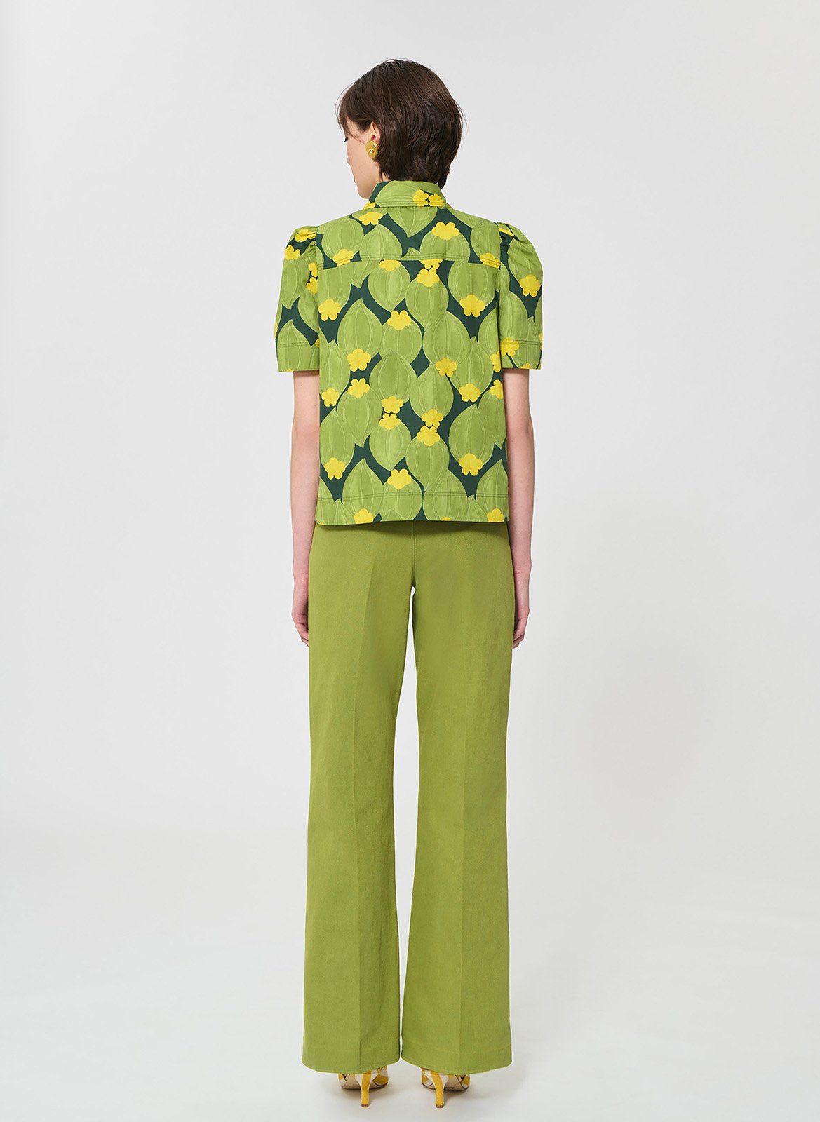 Chemise droite boutonnée à motif TARA JARMON Vert