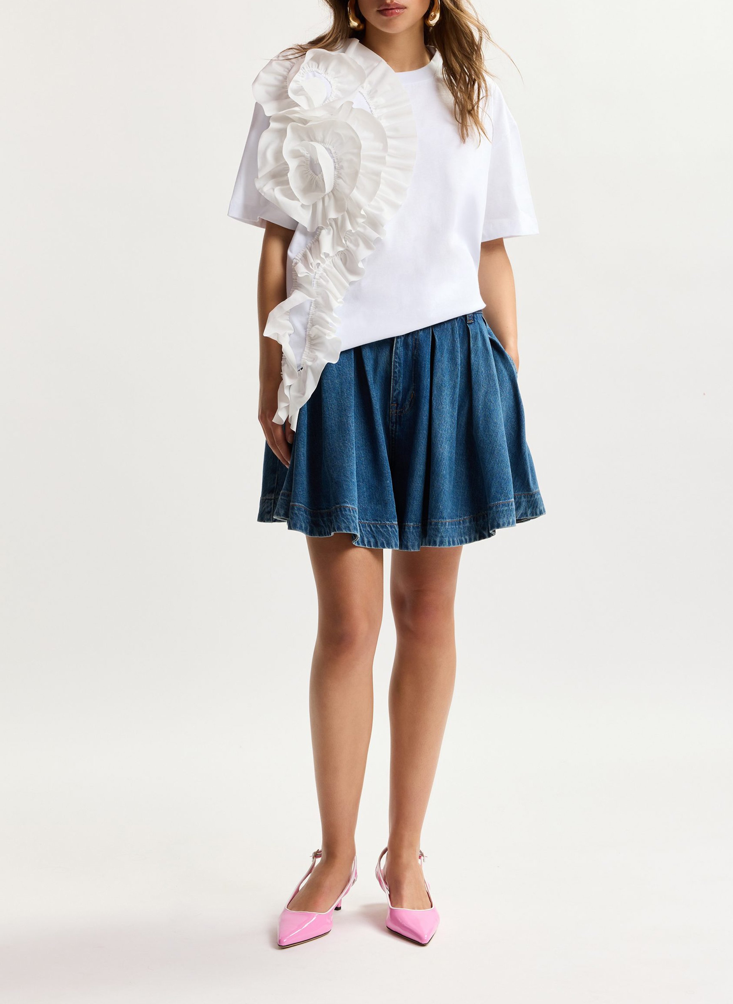 Top de mangas cortas con volantes ESSENTIEL ANTWERP Blanco