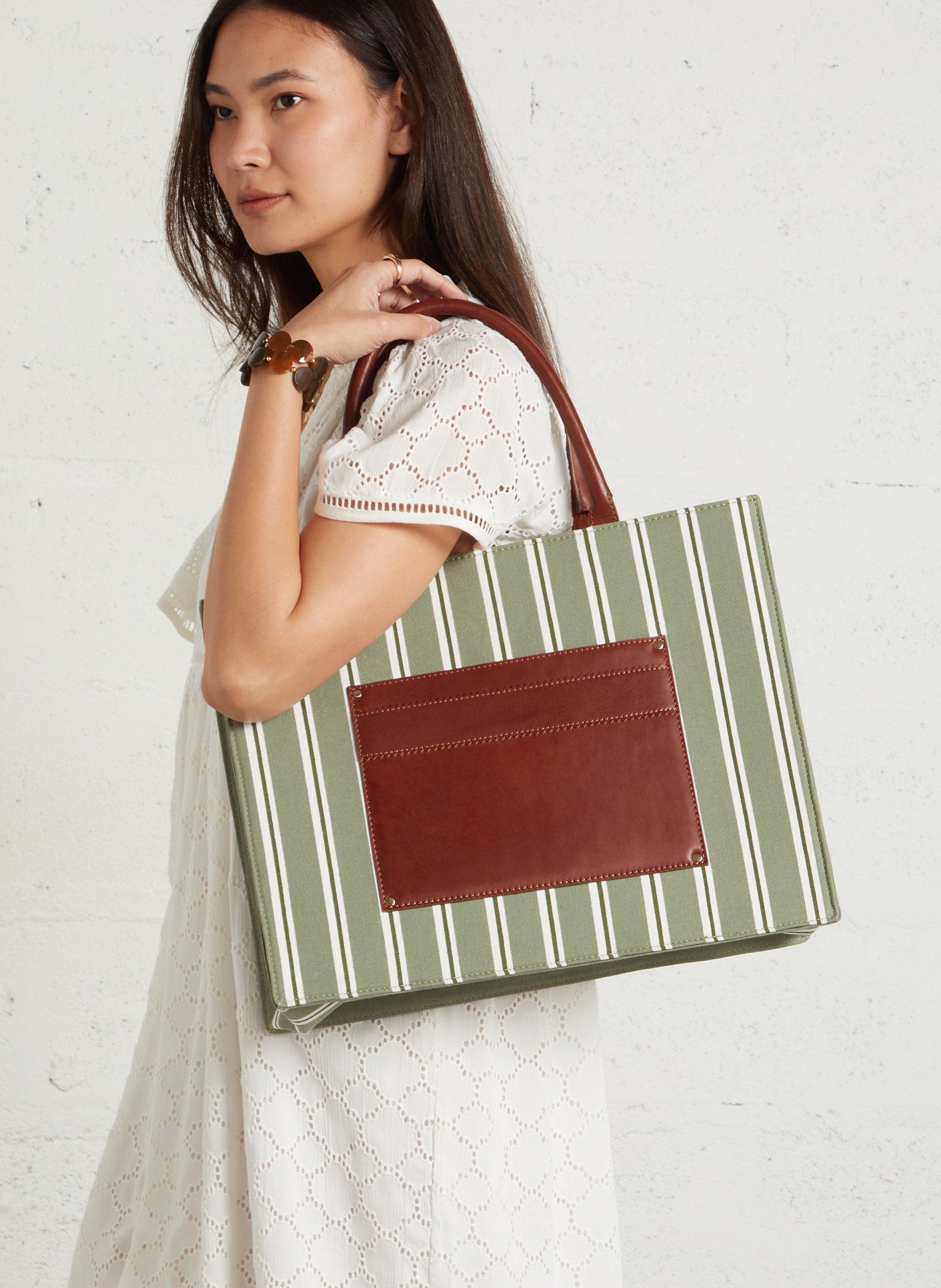 Cotton tote bag MAISON 123 Khaki