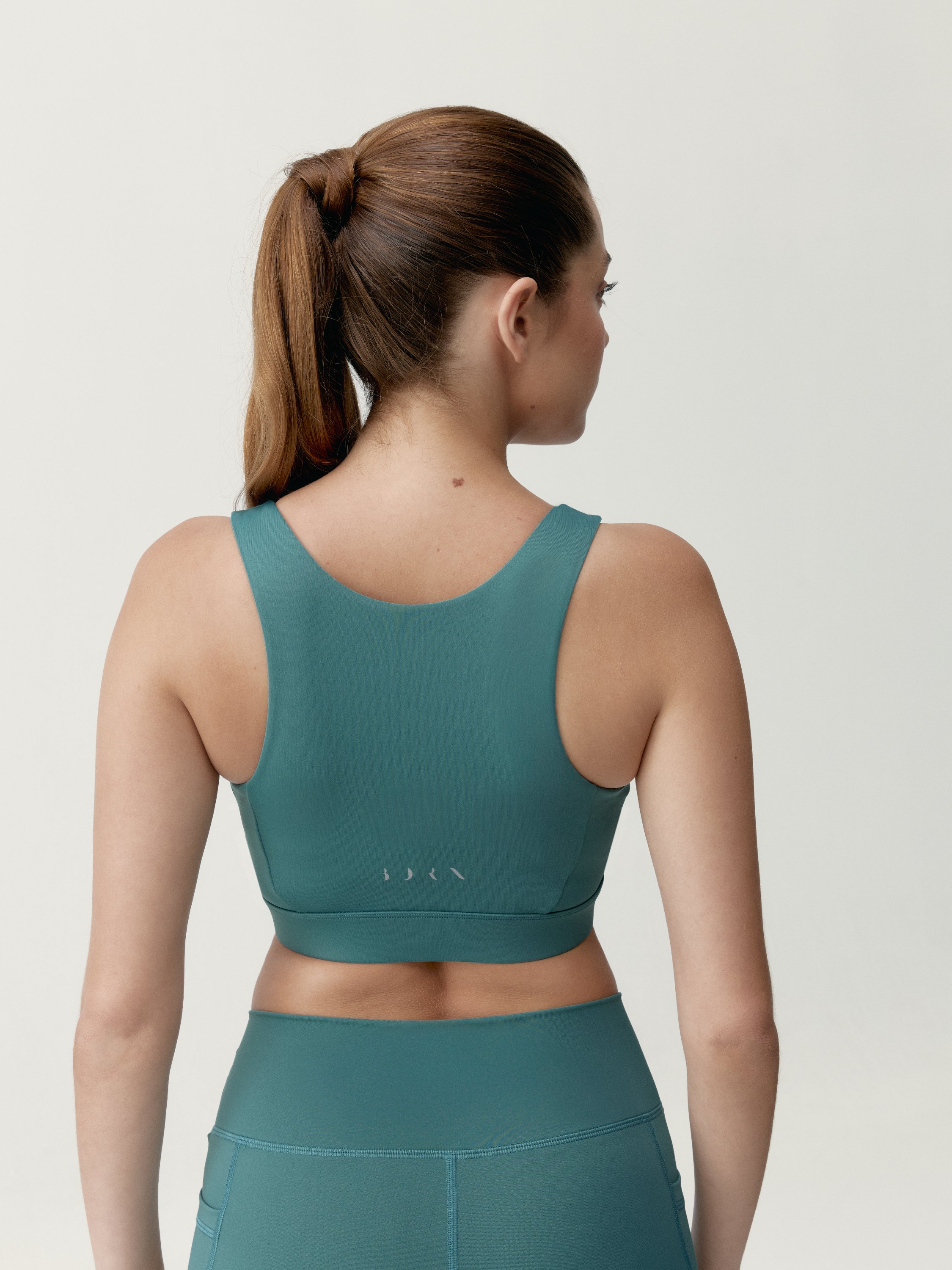 High-support sports bra with zip closure BORN Blue