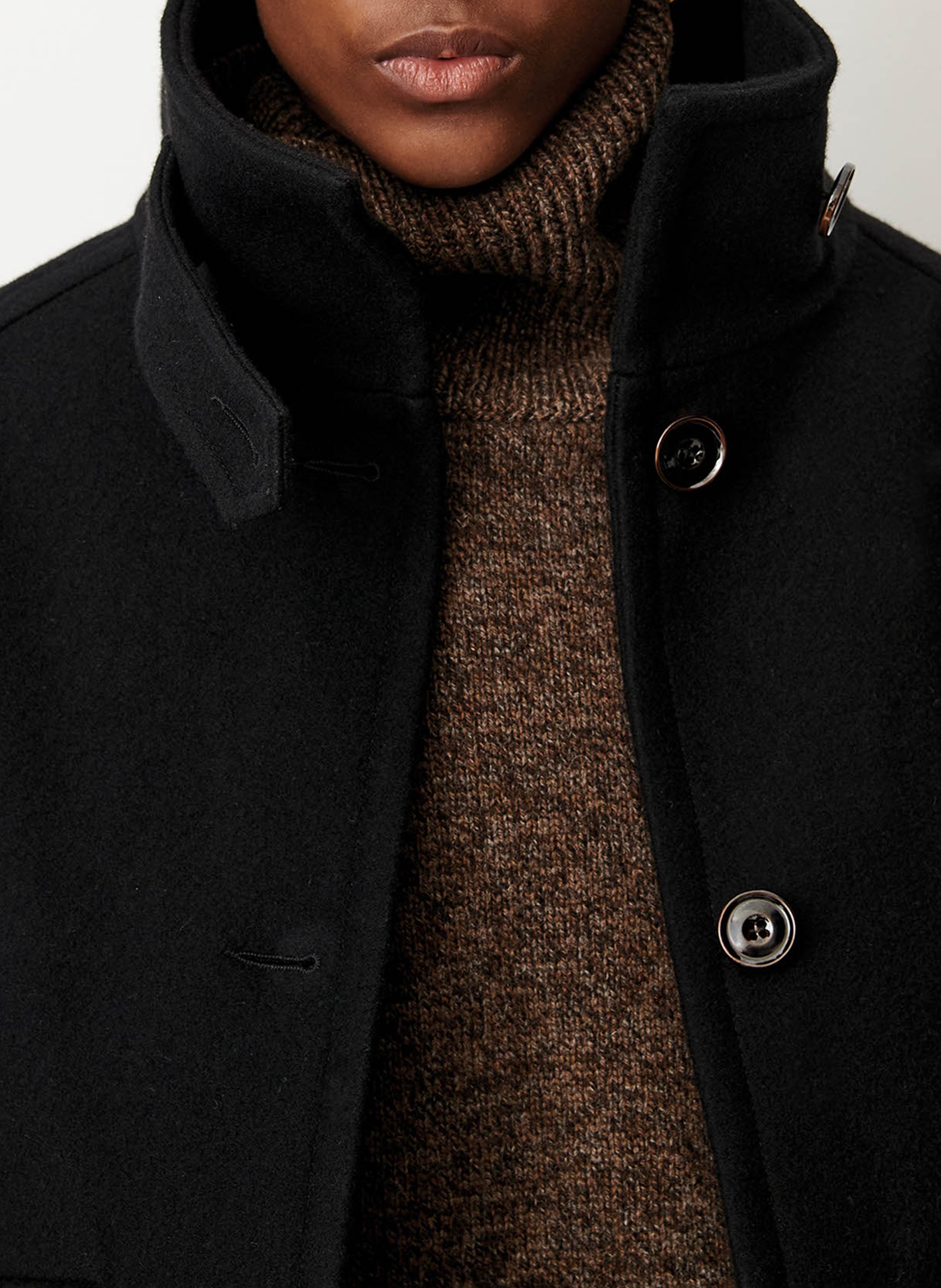 Short high-neck wool-blend coat | Black SESSUN Women