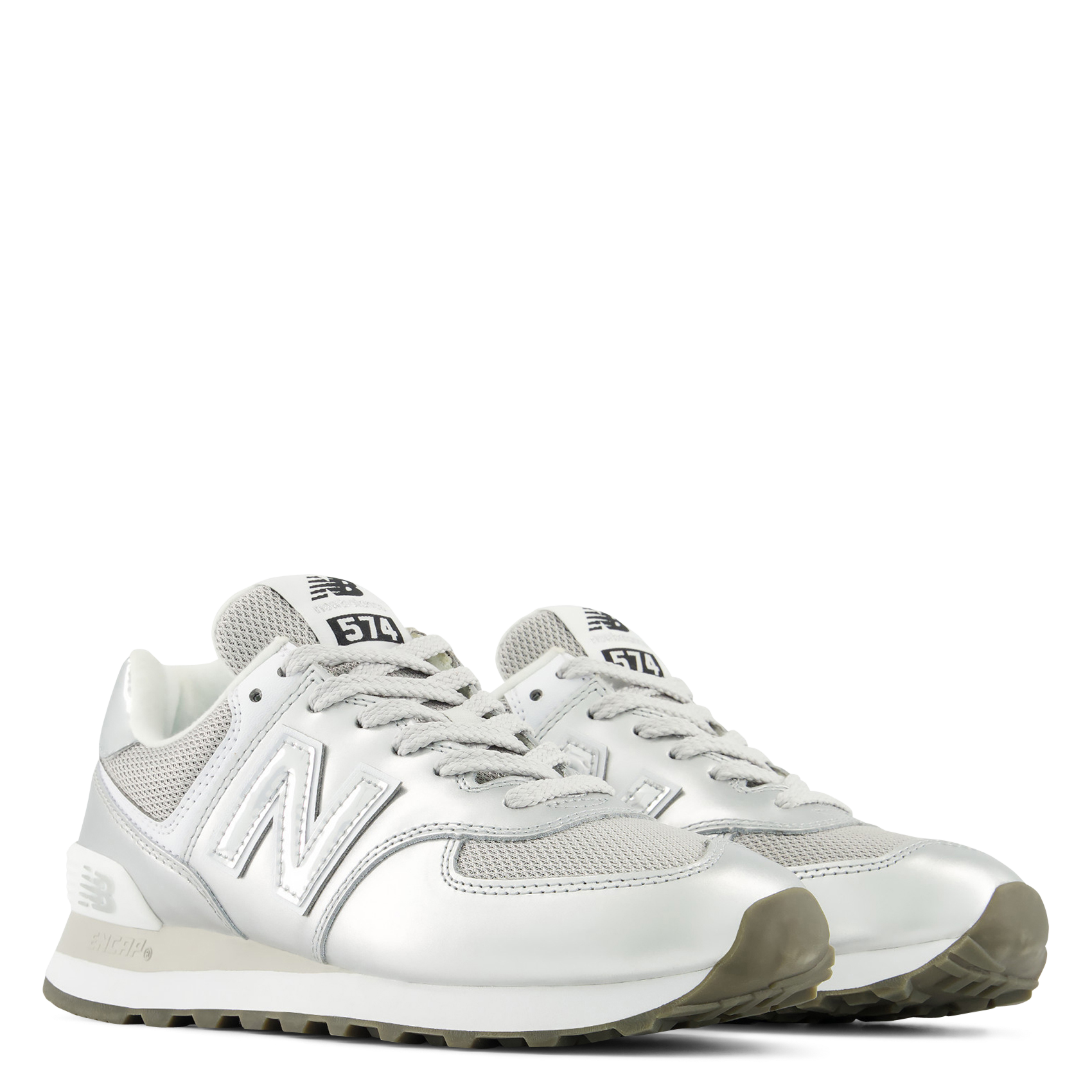 Baskets basses en cuir mélangé NEW BALANCE Argent