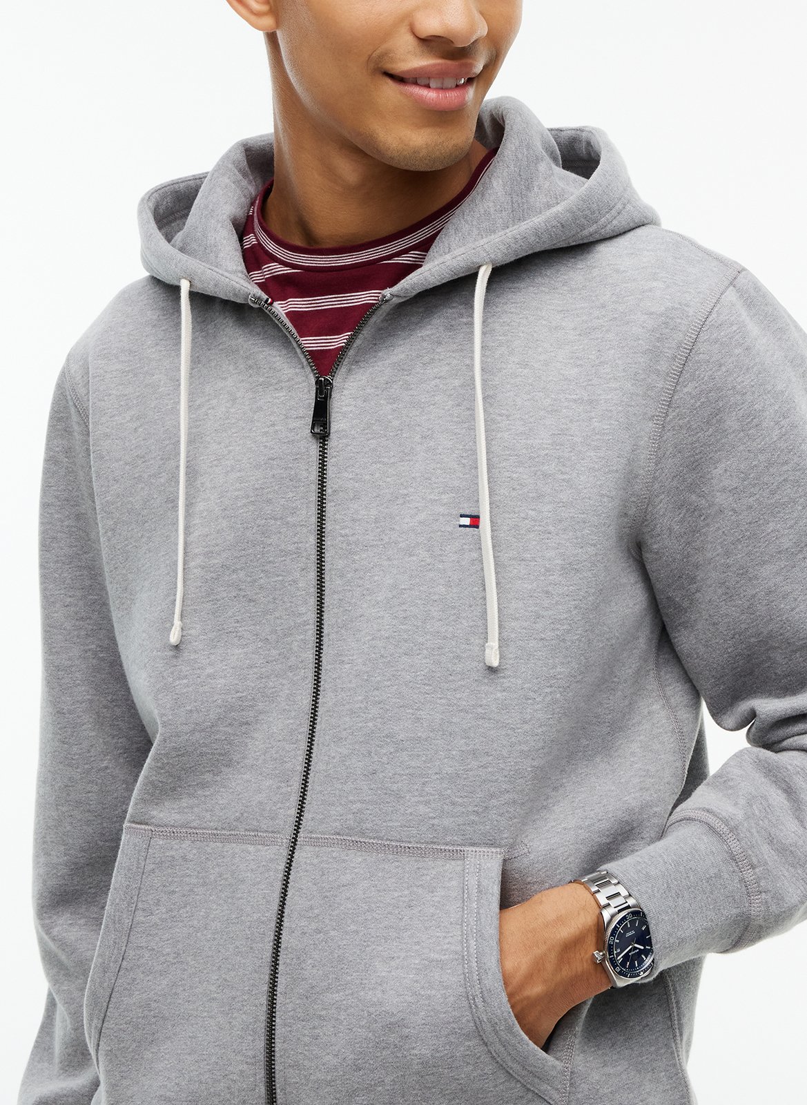 Kapuzensweatshirt aus Baumwoll-Mix mit Reißverschluss | Grau TOMMY HILFIGER Herren