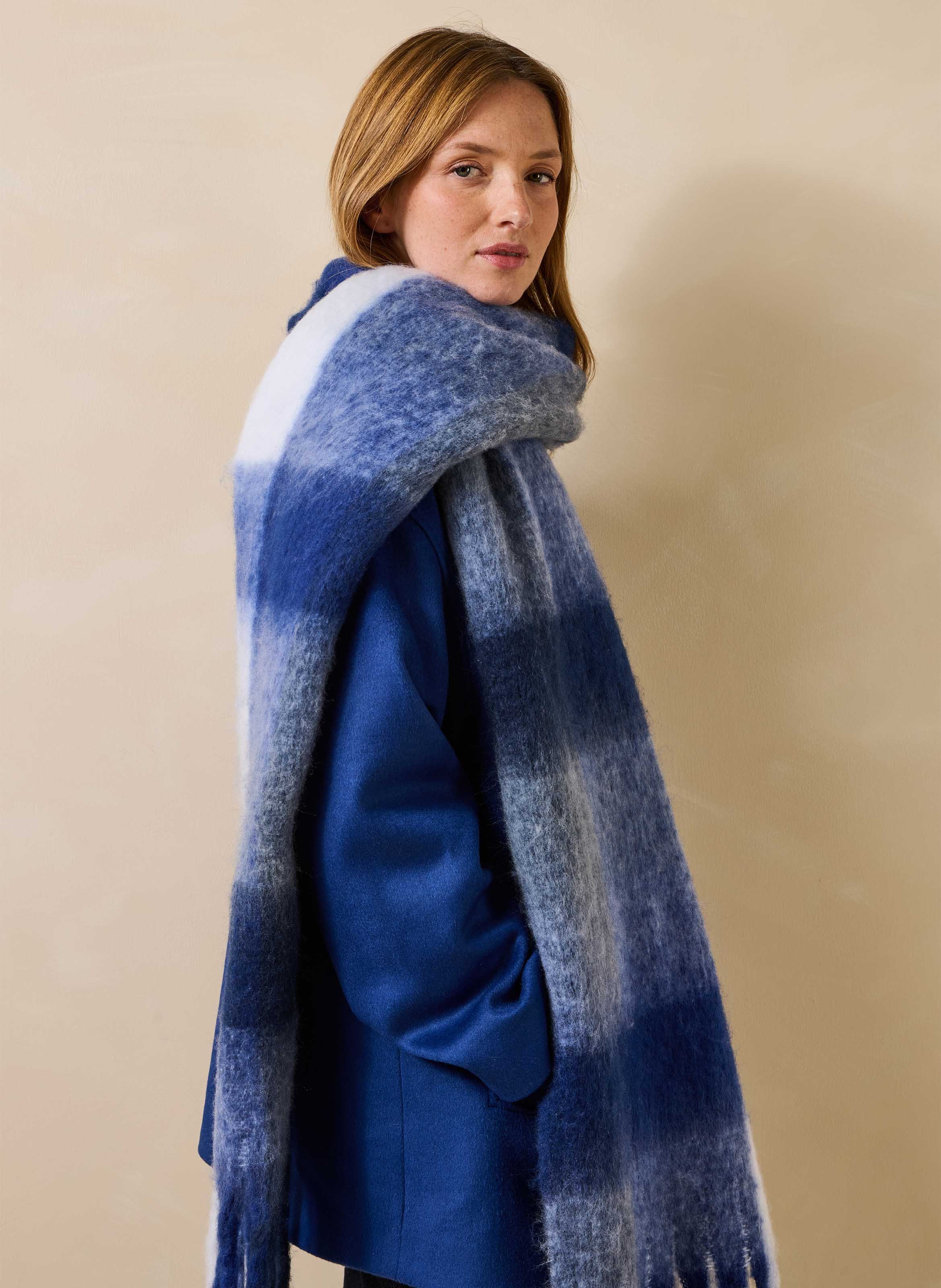 Checked scarf LA FEE MARABOUTEE Blue