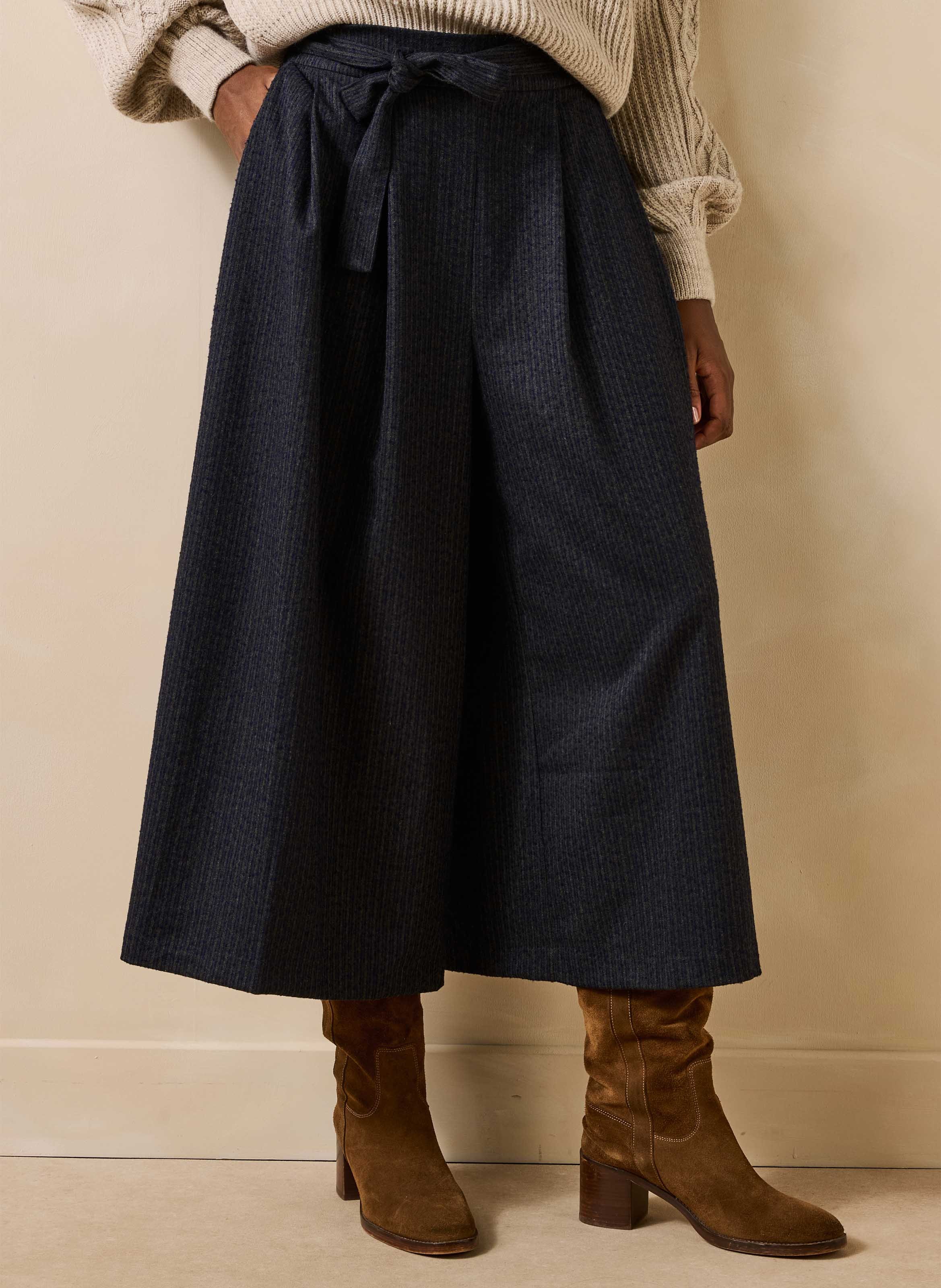 Wide belted 7/8 length pants LA FEE MARABOUTEE Grey