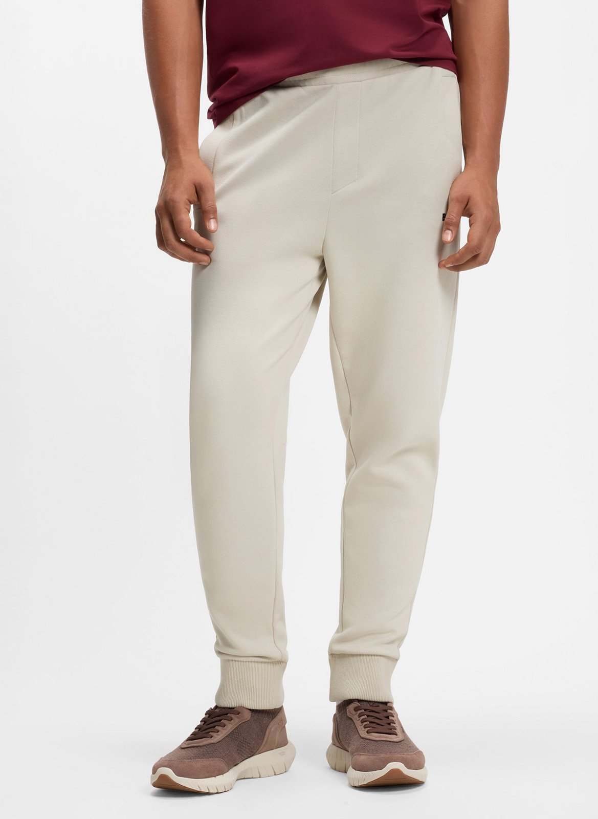 Jogging droit en coton mélangé BOSS Beige