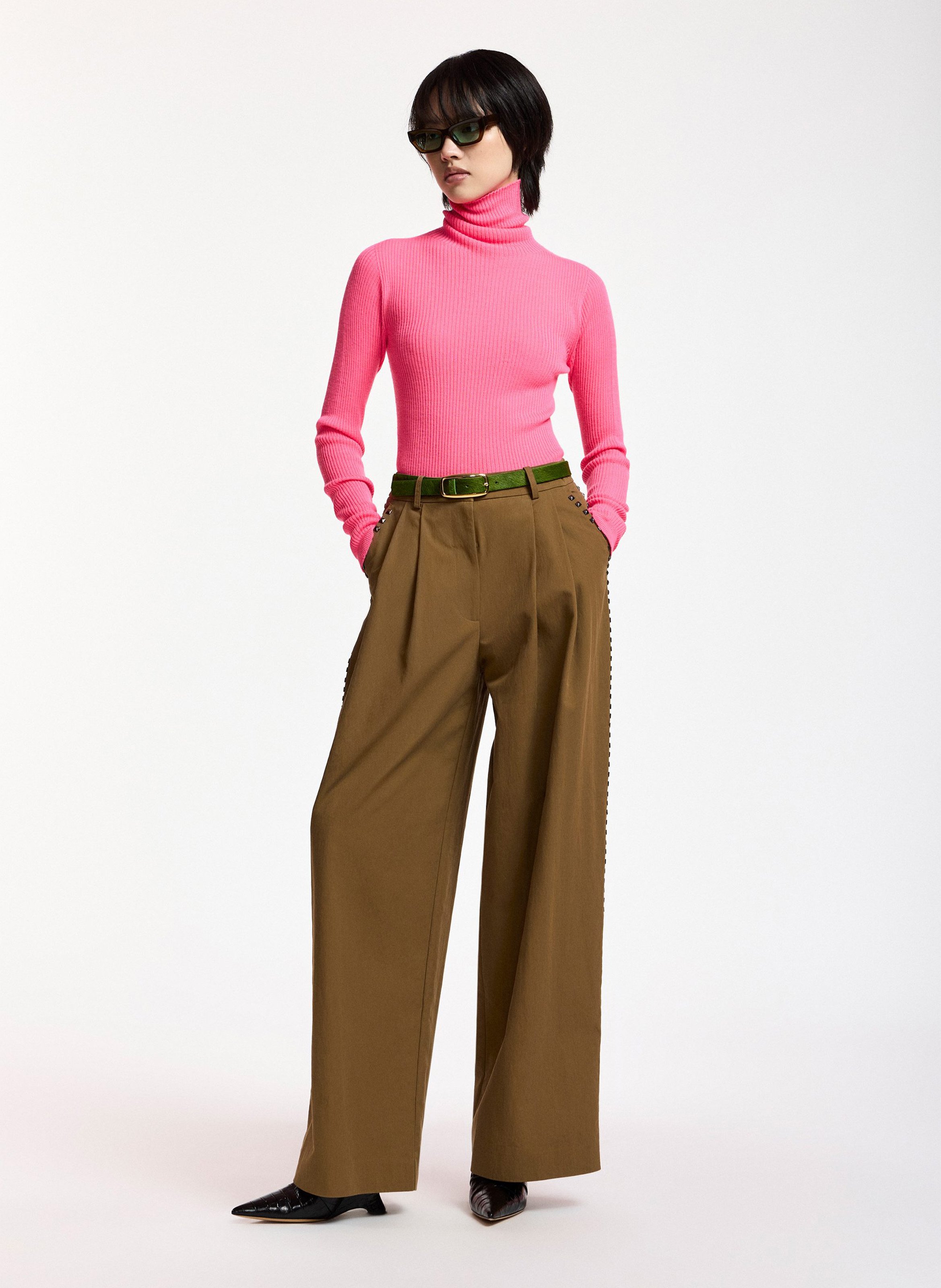 Pantalón ancho adornado con tachuelas ESSENTIEL ANTWERP Marron