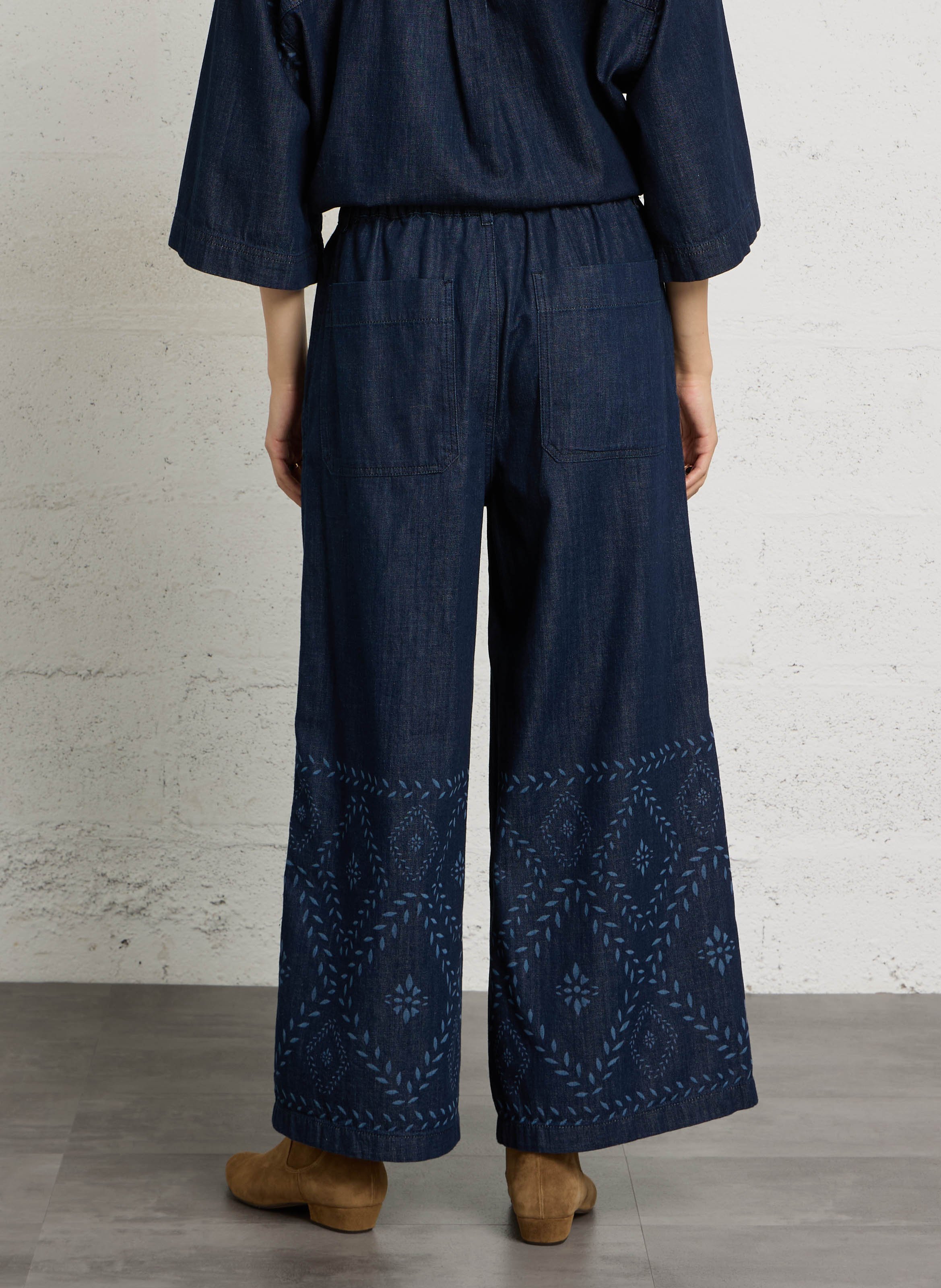 Wide-leg cotton pants MAX MARA WEEK END Blue