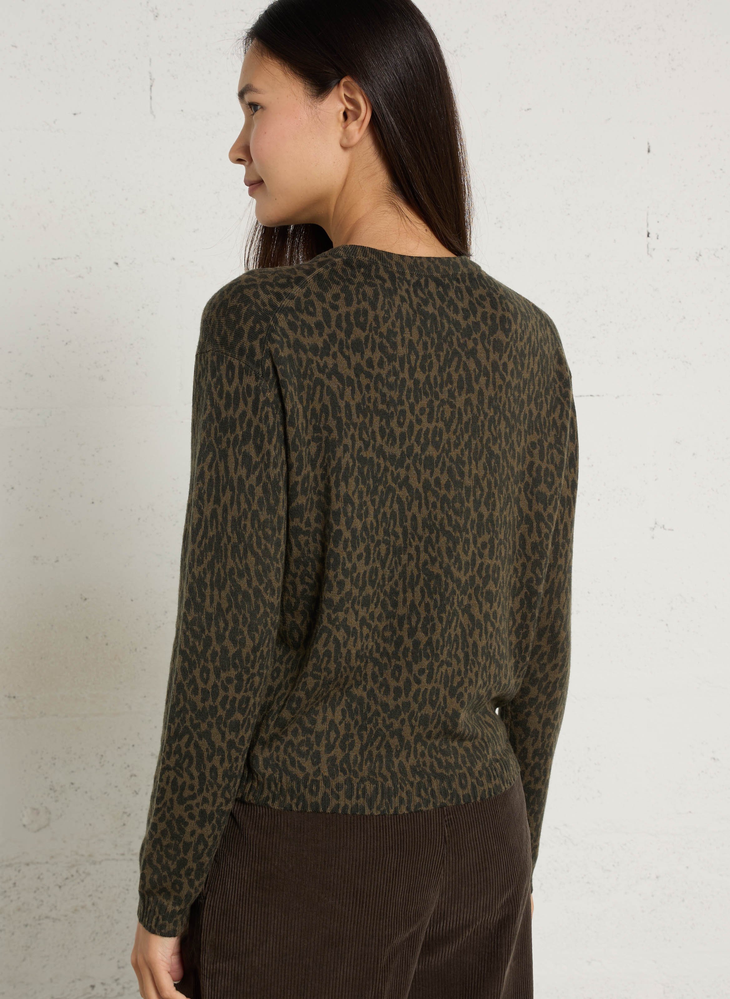 Straight printed wool blend sweater LEON & HARPER Khaki