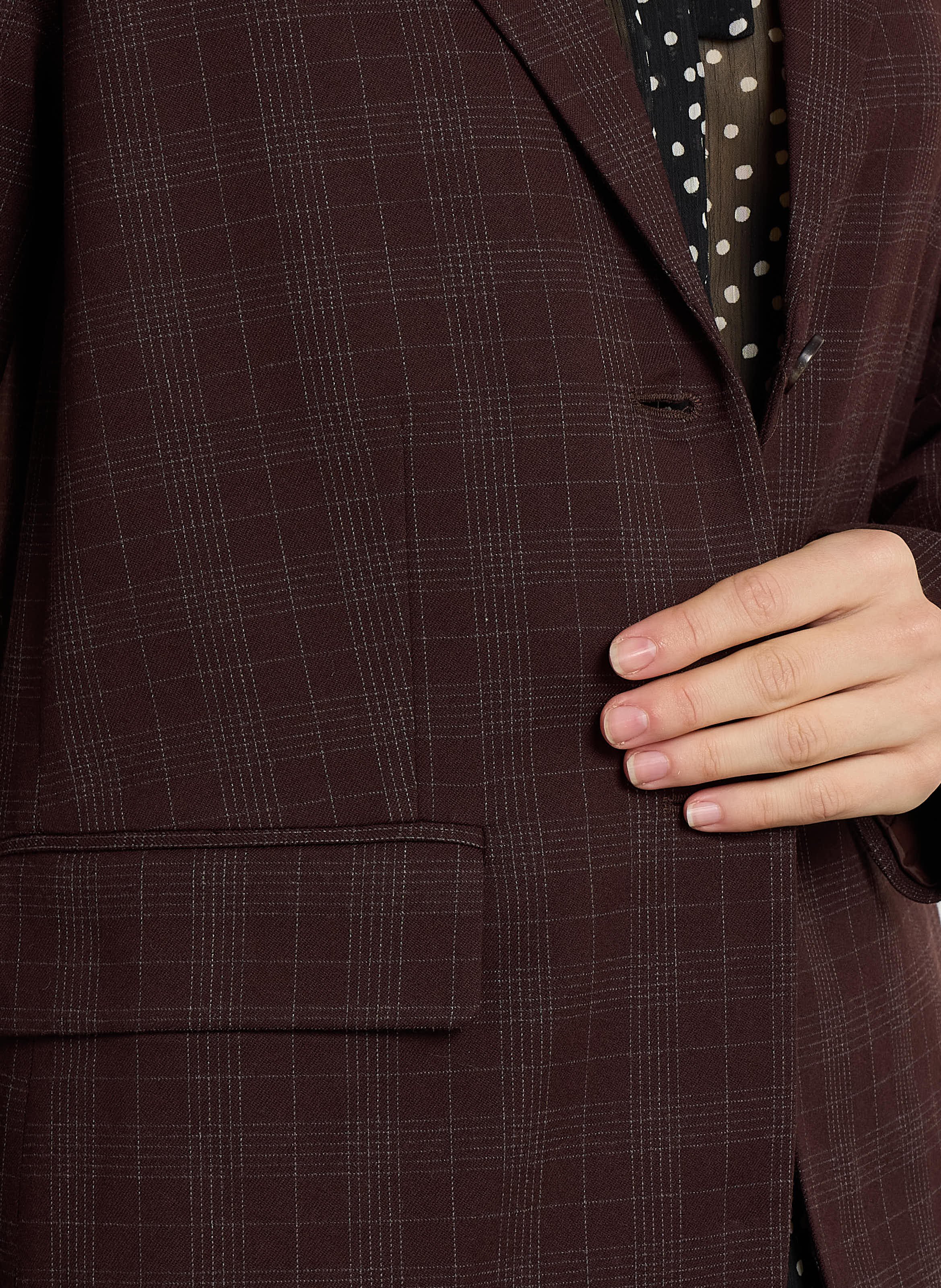 Veste tailleur droite à carreaux NICE THINGS Prune