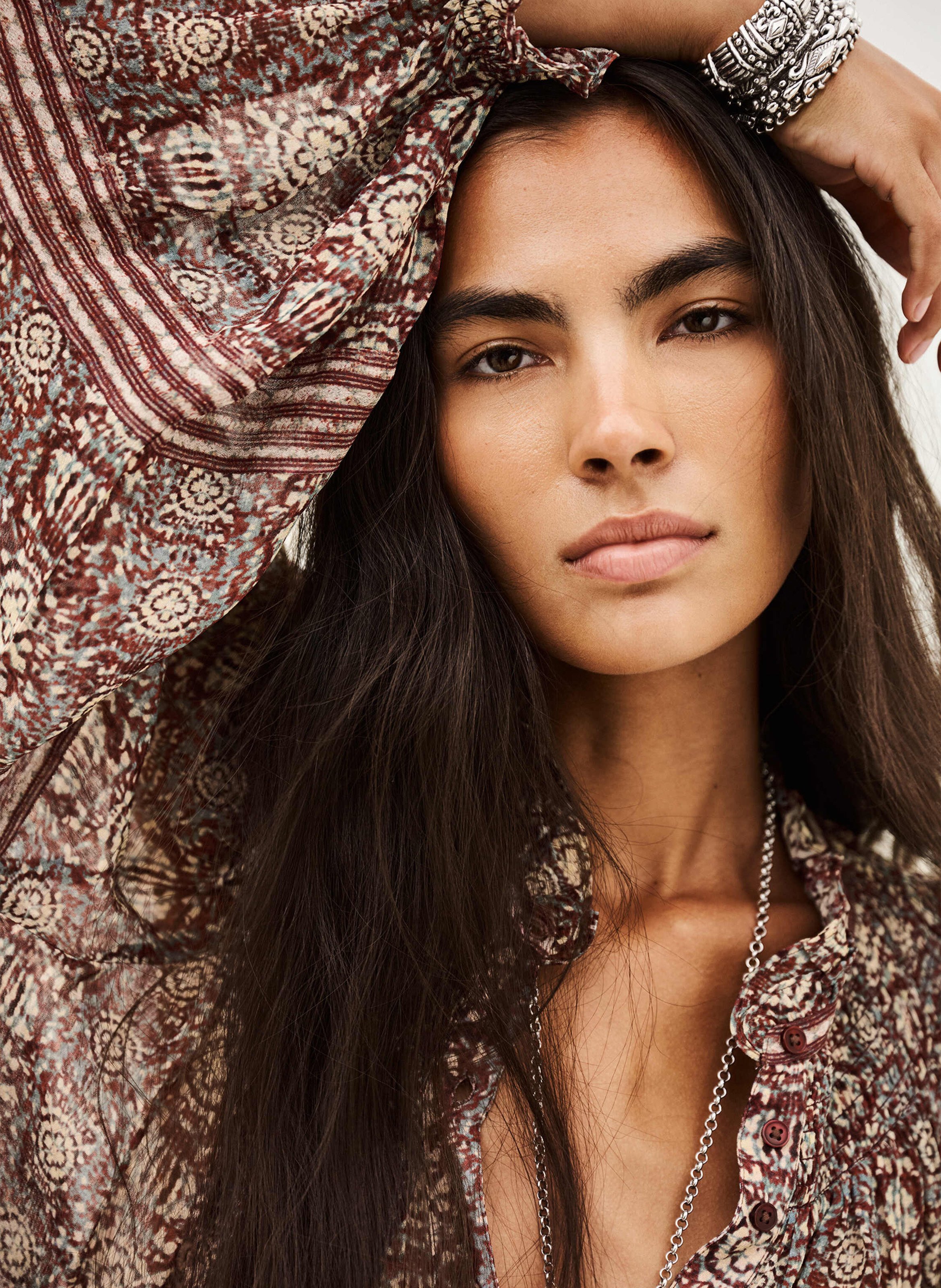 Wijdvallende blouse met Mao-kraag en print. BA&SH Paars