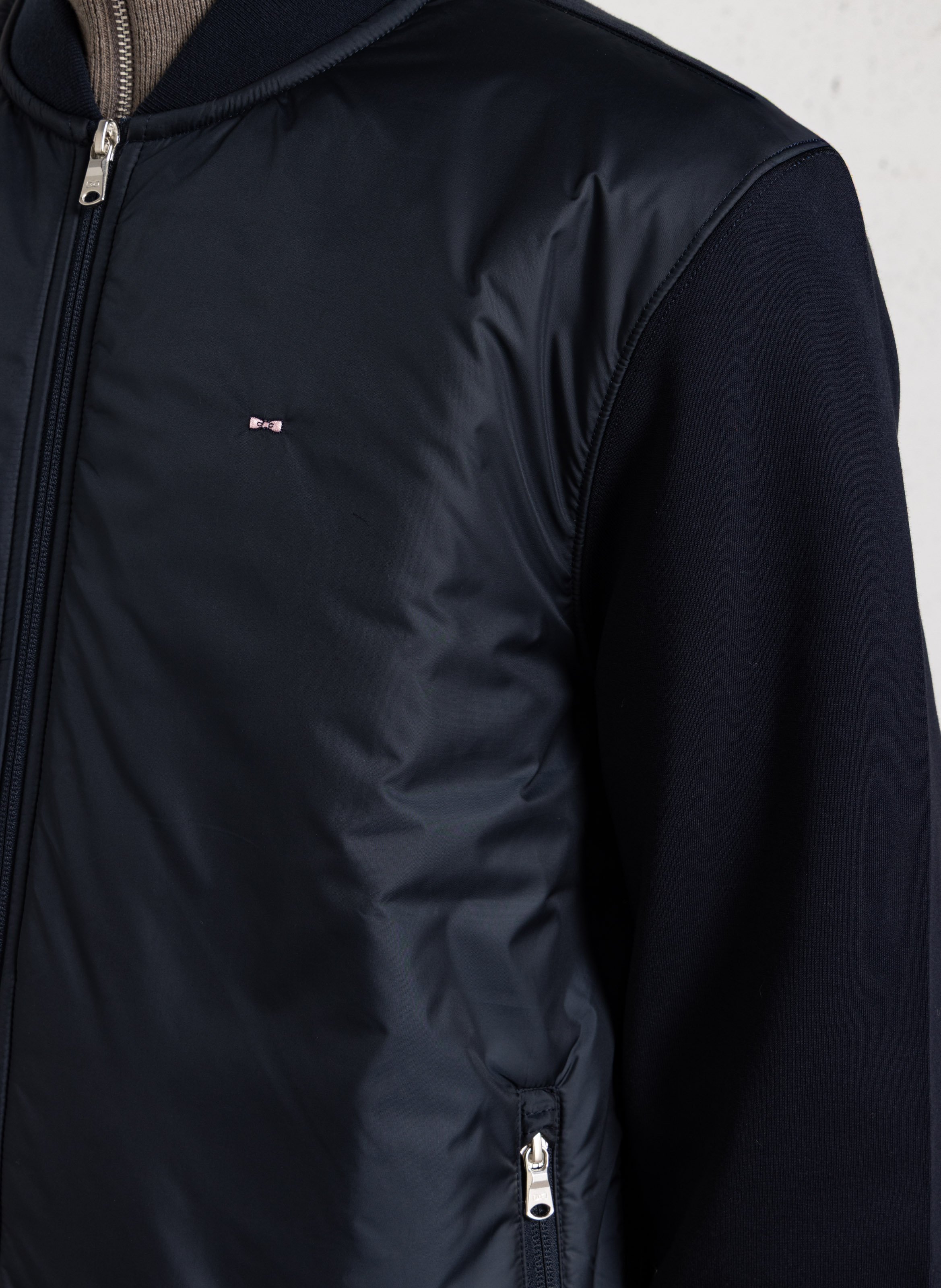 Straight V-neck jacket in blended cotton EDEN PARK Blue