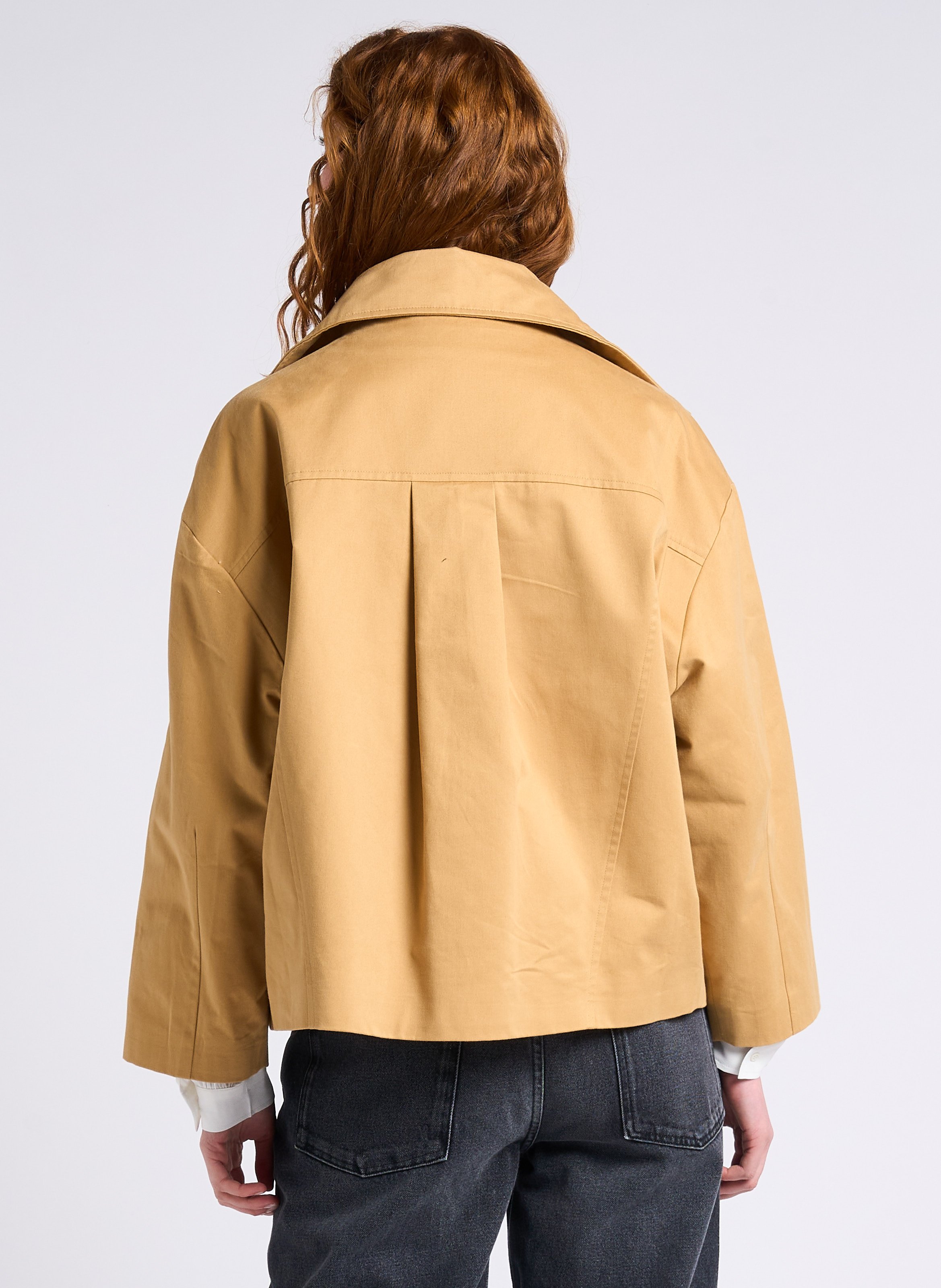 Korte, katoenen trenchcoat Bruin