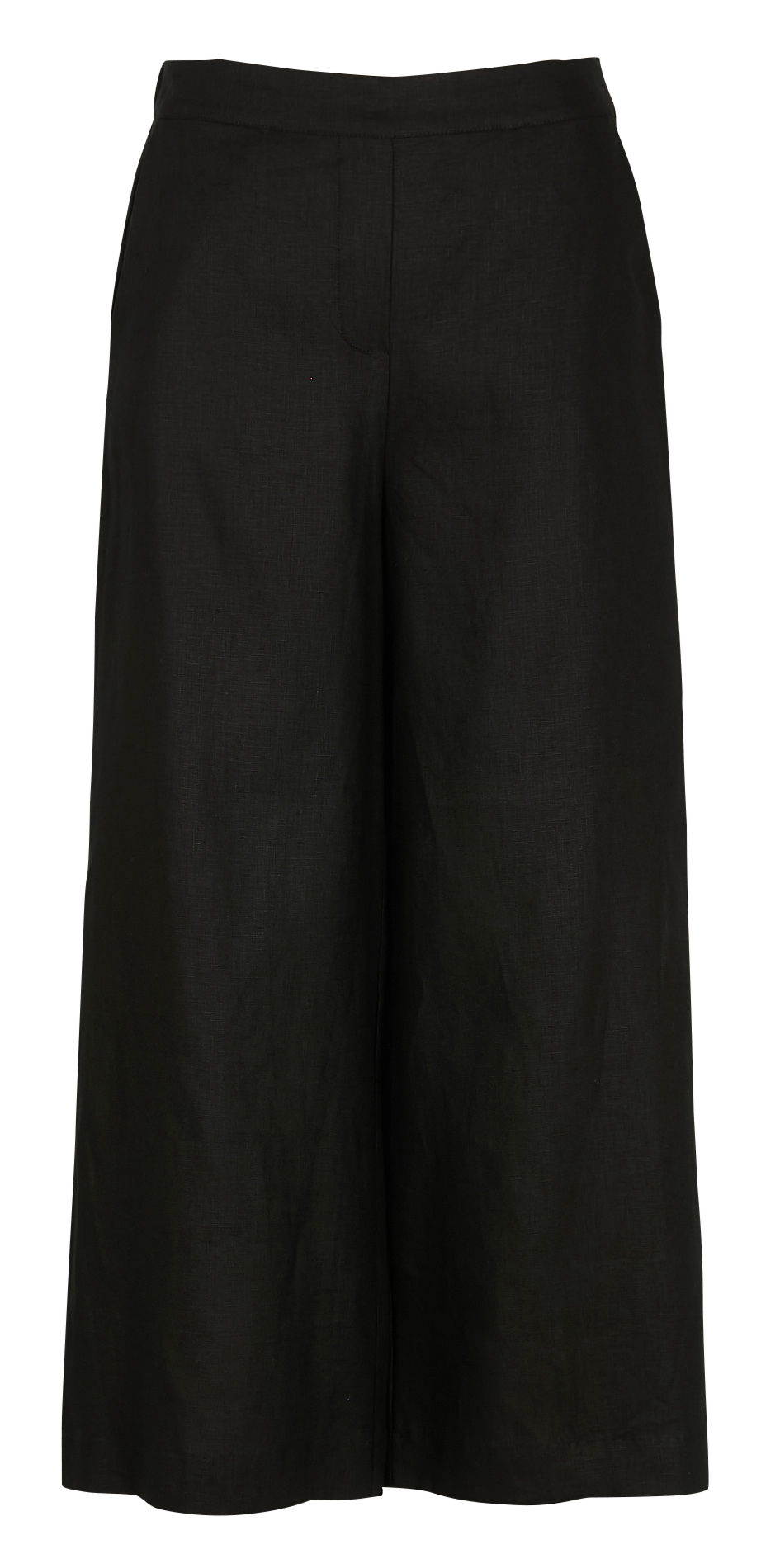 High-waisted wide-leg linen pants CAROLL Black
