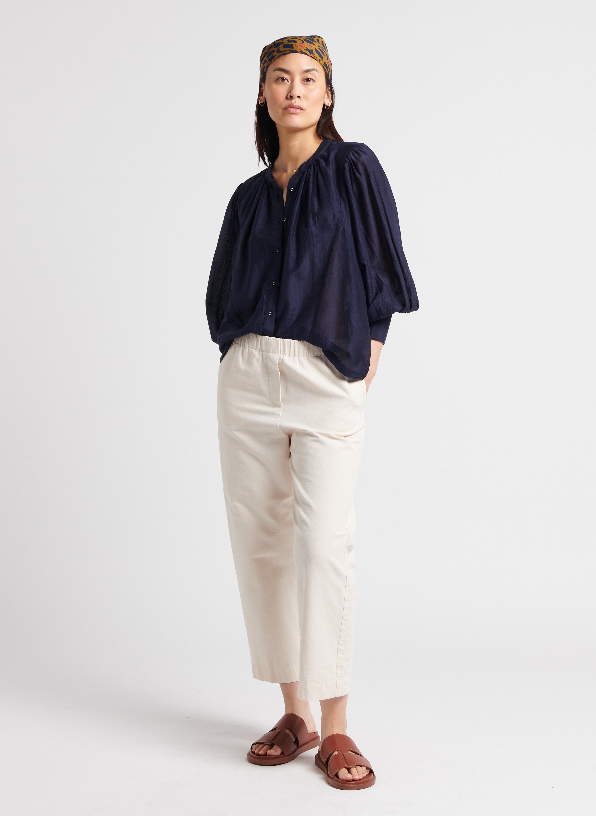 Straight cotton trousers BELLEPIECE Beige