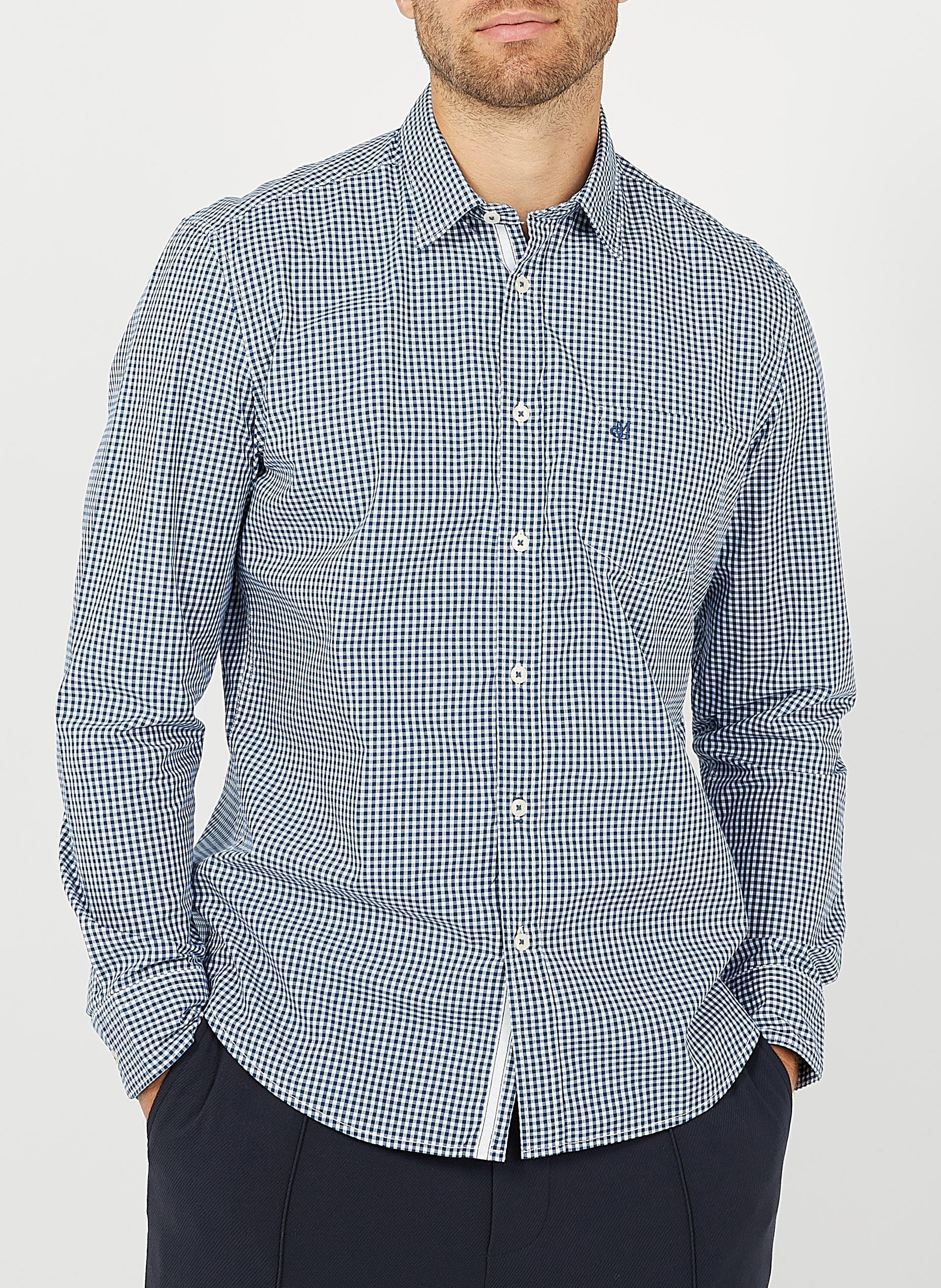 Chemise col classique regular fit à carreaux en coton MARC O'POLO Blanc