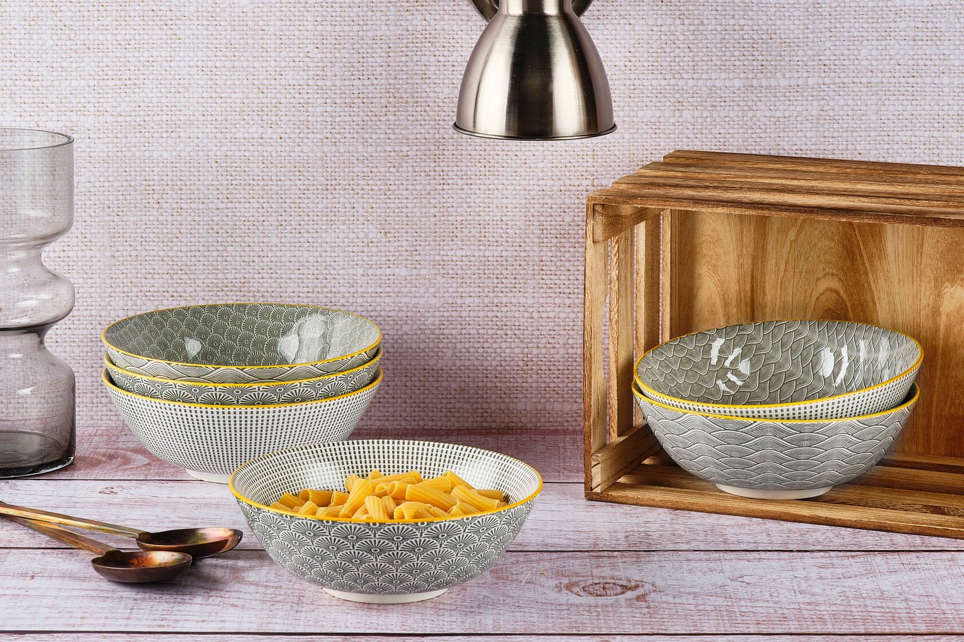 Bowl pattern ø21cm - 6 pieces - color BJORN Grey