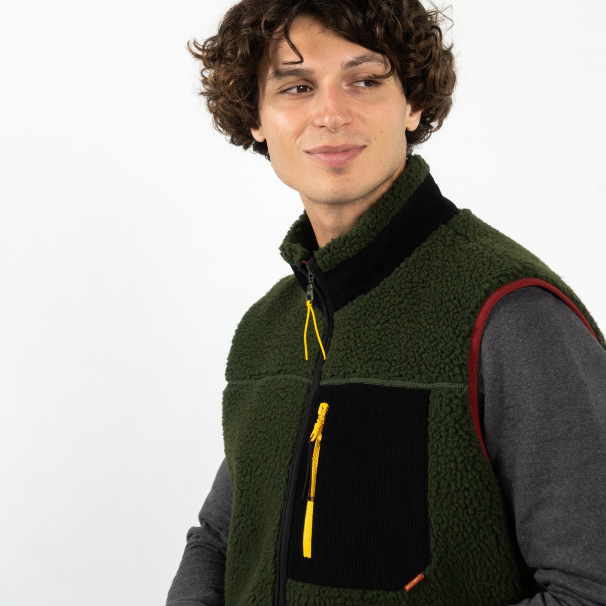 Sleeveless Sherpa Zip-Up Vest BILLYBELT Khaki