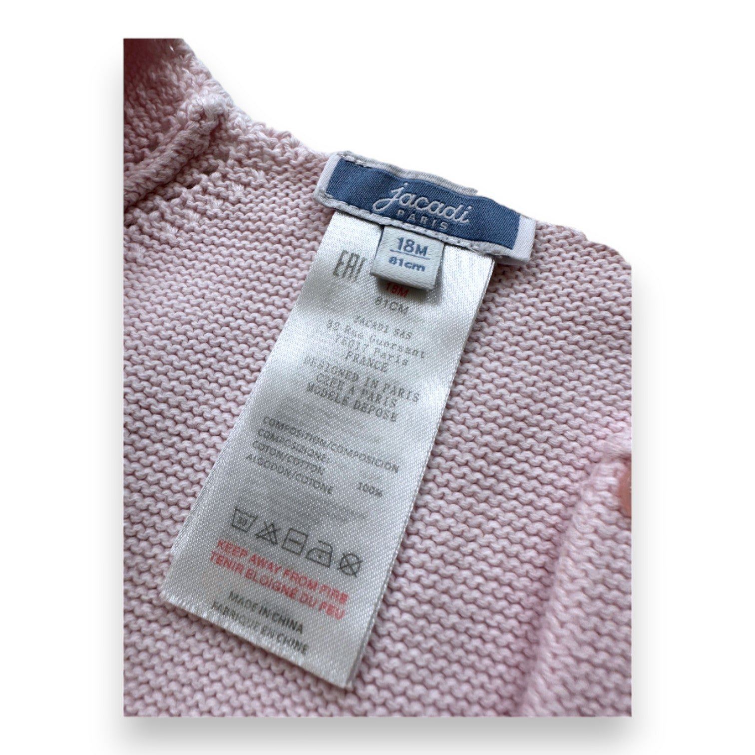 Pink baby cardigan - 18 months JACADI - Seconde Main Pink