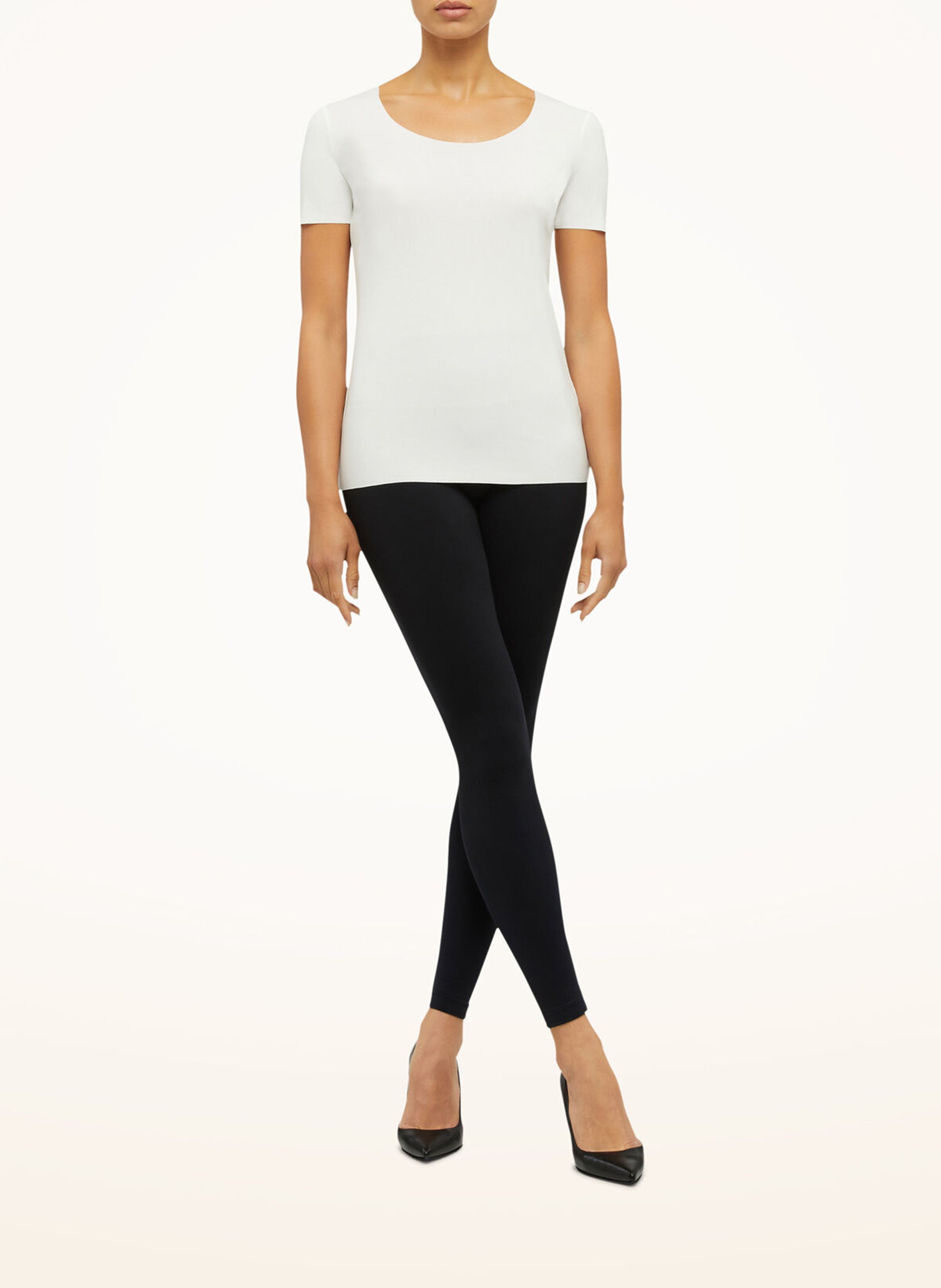 Gerade geschnittenes T-Shirt mit rundem Ausschnitt Weiss