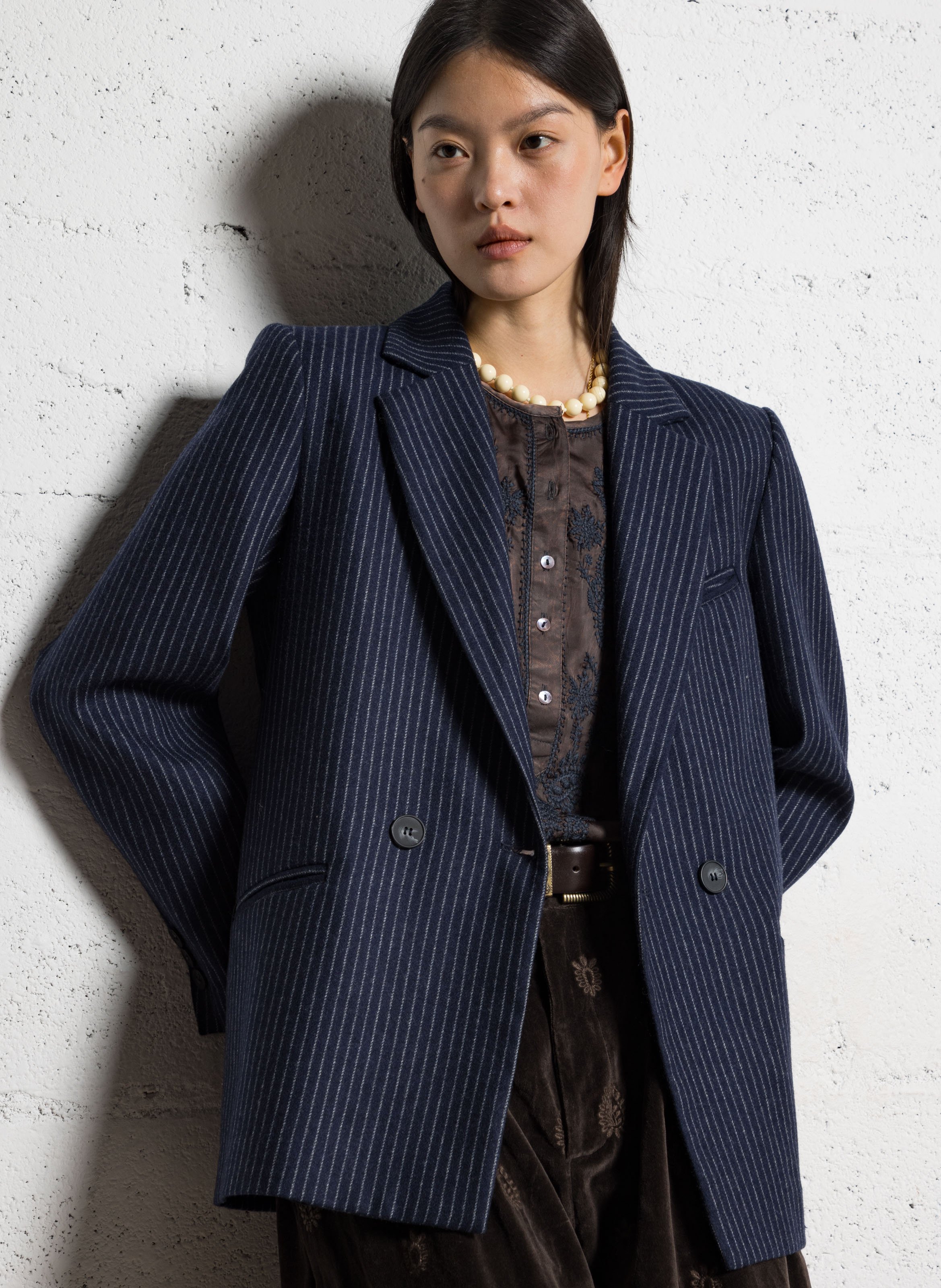 Fitted wool-blend suit jacket MAISON HOTEL Blue