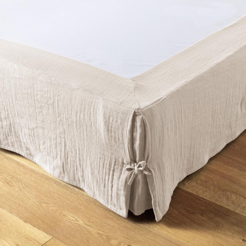 "Gaïa" cotton gauze bed skirt for all sizes  Pampa 160 x 200 cm
