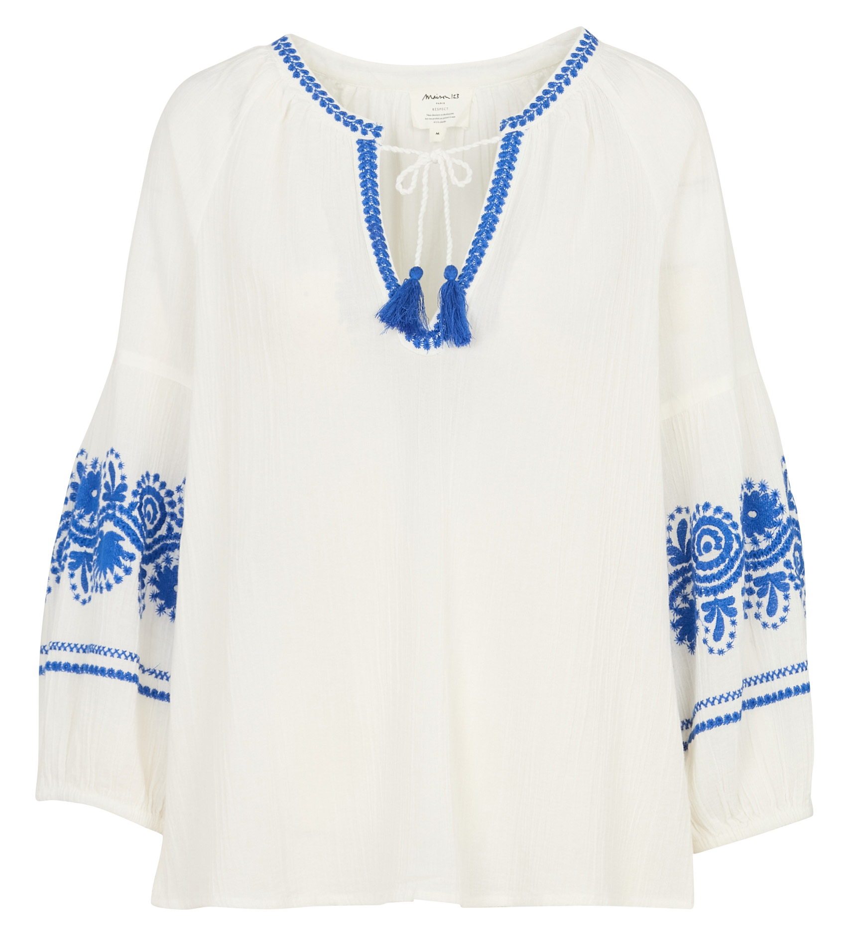 Cotton henley blouse MAISON 123 White