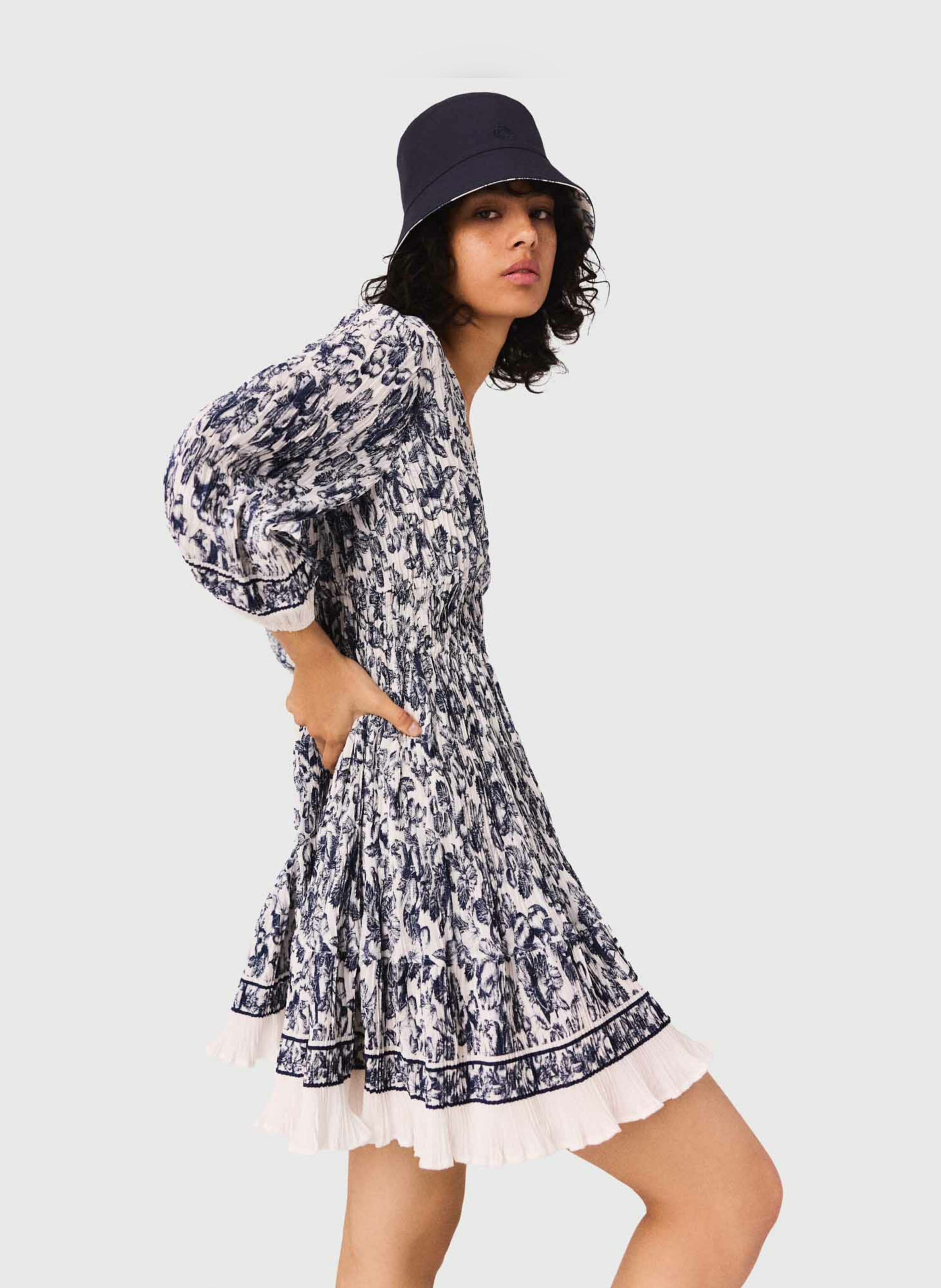 Short patterned V-neck dress MAJE Blue