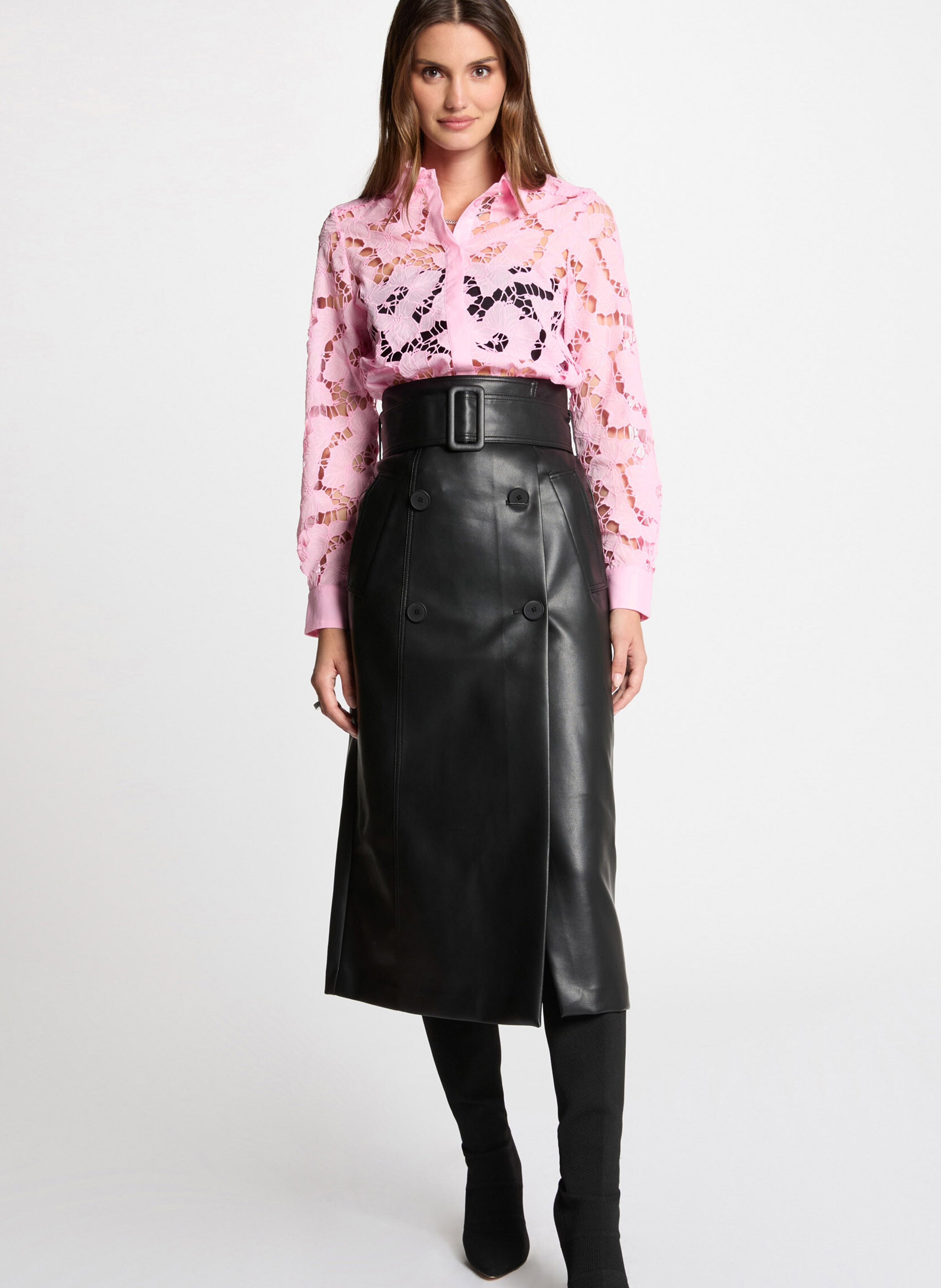 Long faux leather skirt MORGAN Black